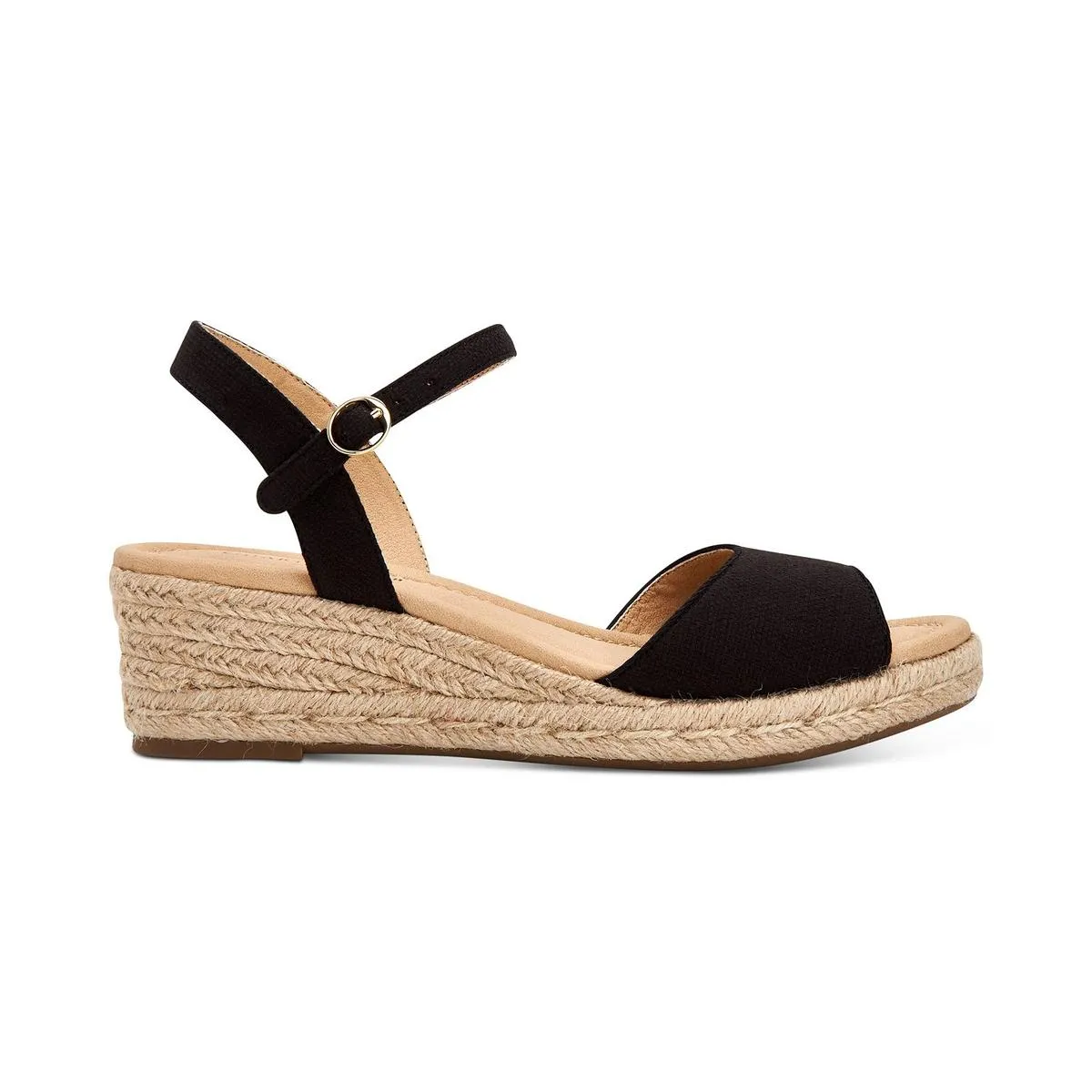 Luchia Womens Canvas Buckle Wedge Sandals