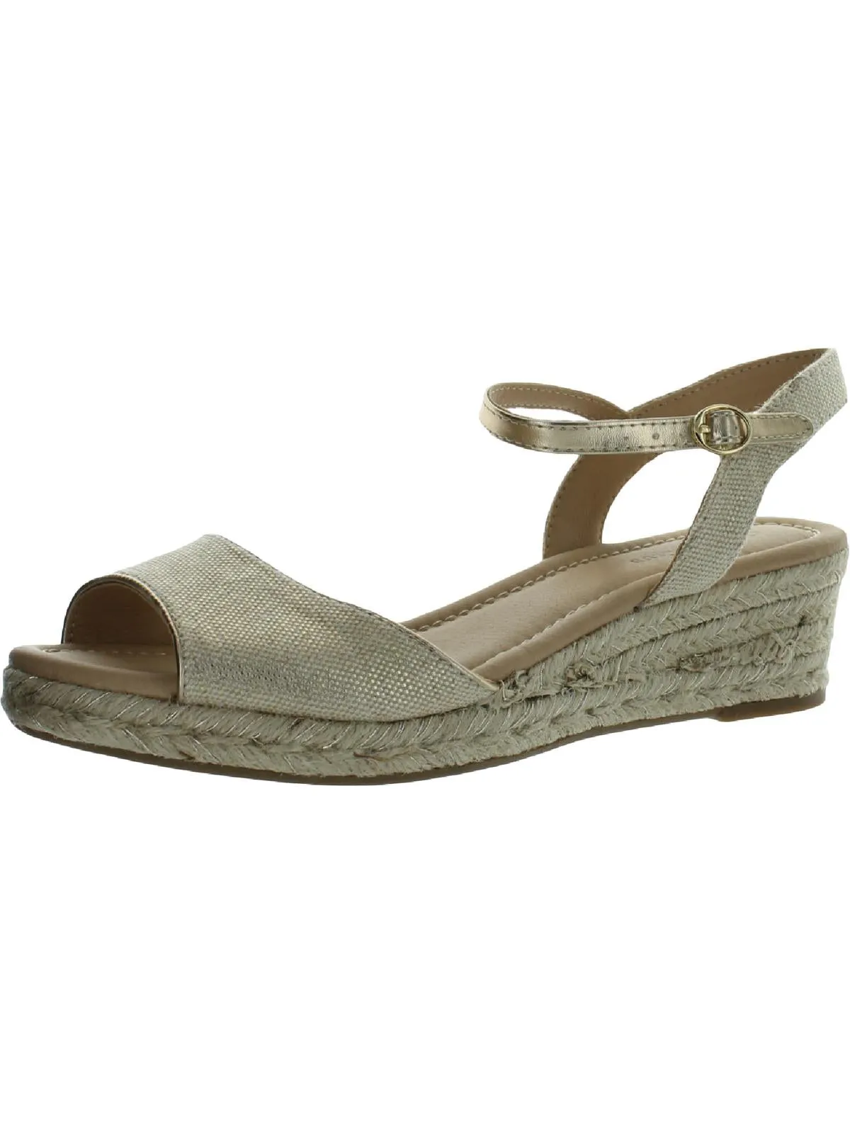Luchia Womens Canvas Buckle Wedge Sandals