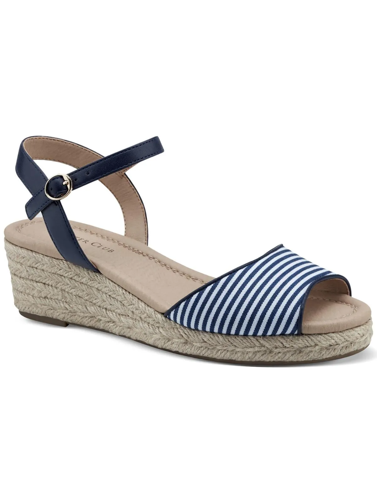 Luchia Womens Canvas Buckle Wedge Sandals