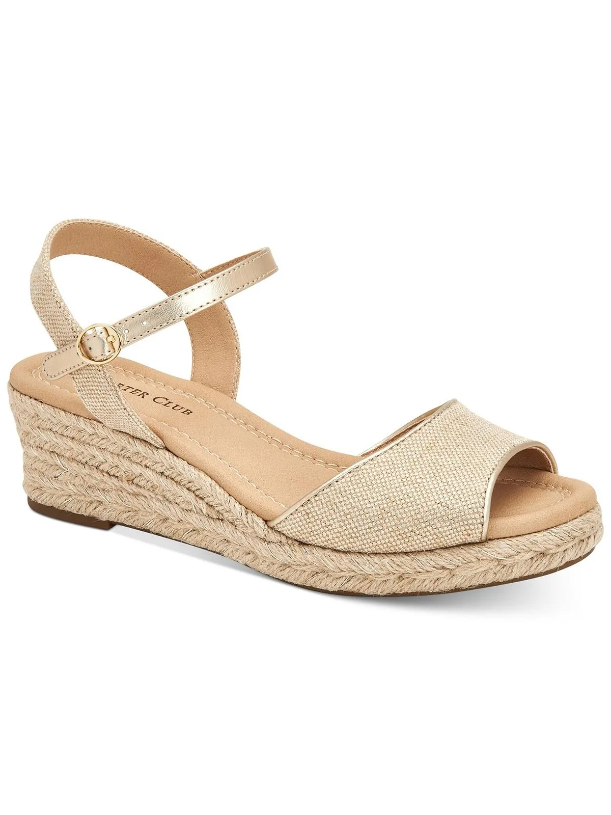 Luchia Womens Canvas Buckle Wedge Sandals