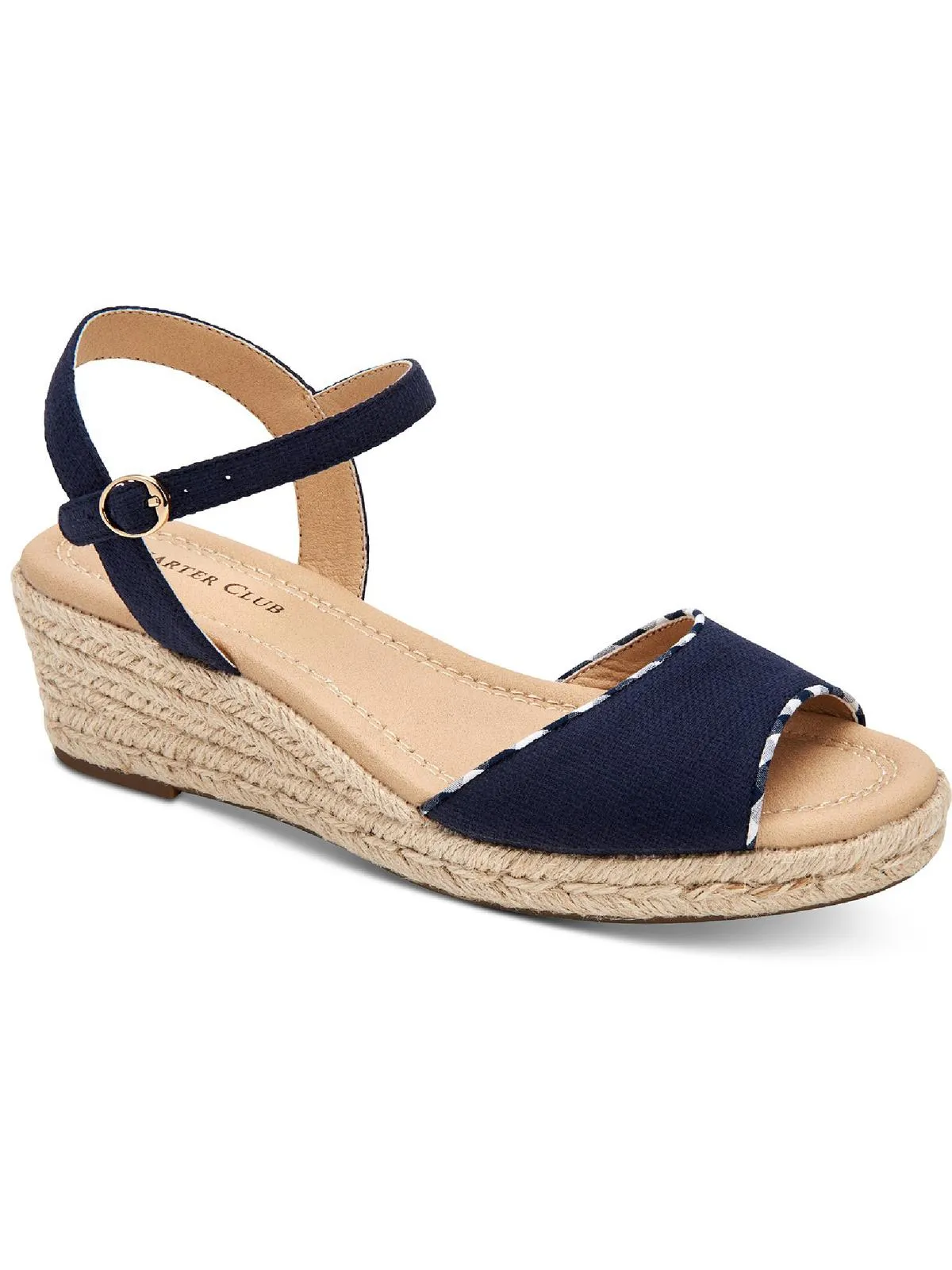 Luchia Womens Canvas Buckle Wedge Sandals