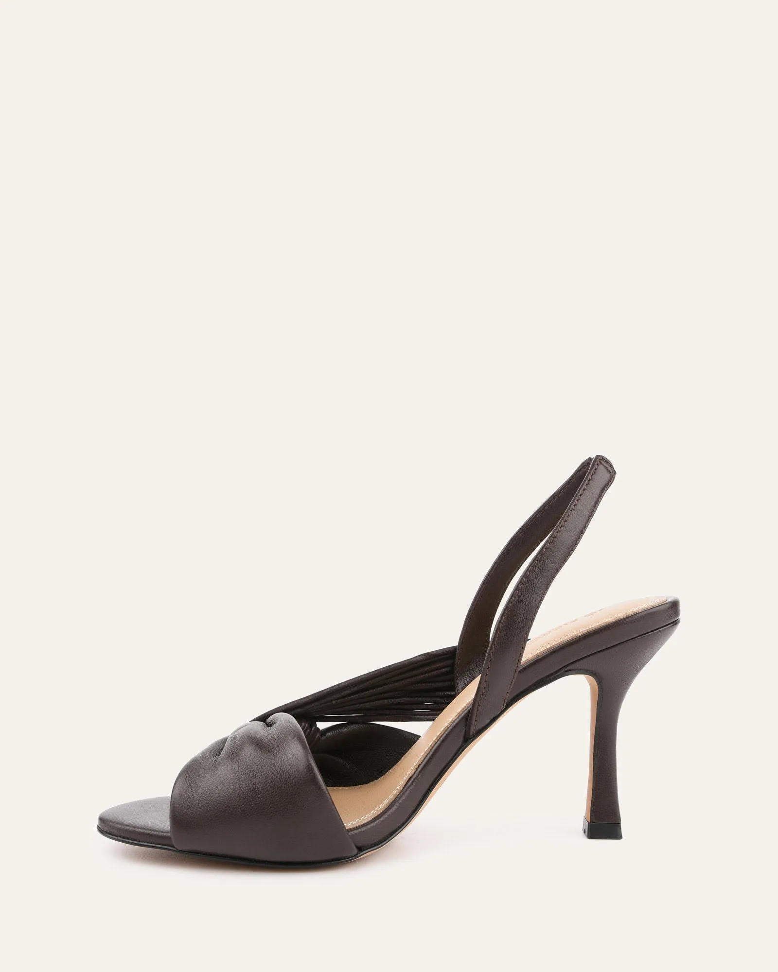 LUCKY HIGH HEEL SANDALS CACAO LEATHER Jo Mercer