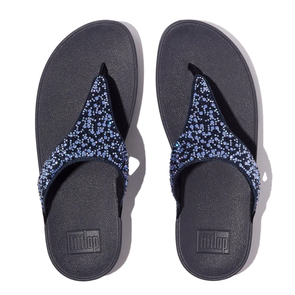LULU CRYSTAL-MIX Womens Toe Post Sandals Midnight Navy