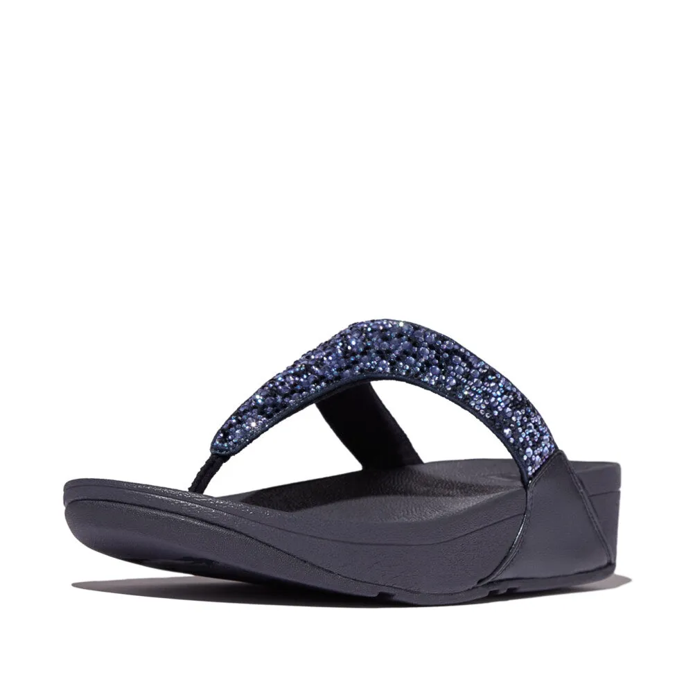 LULU CRYSTAL-MIX Womens Toe Post Sandals Midnight Navy