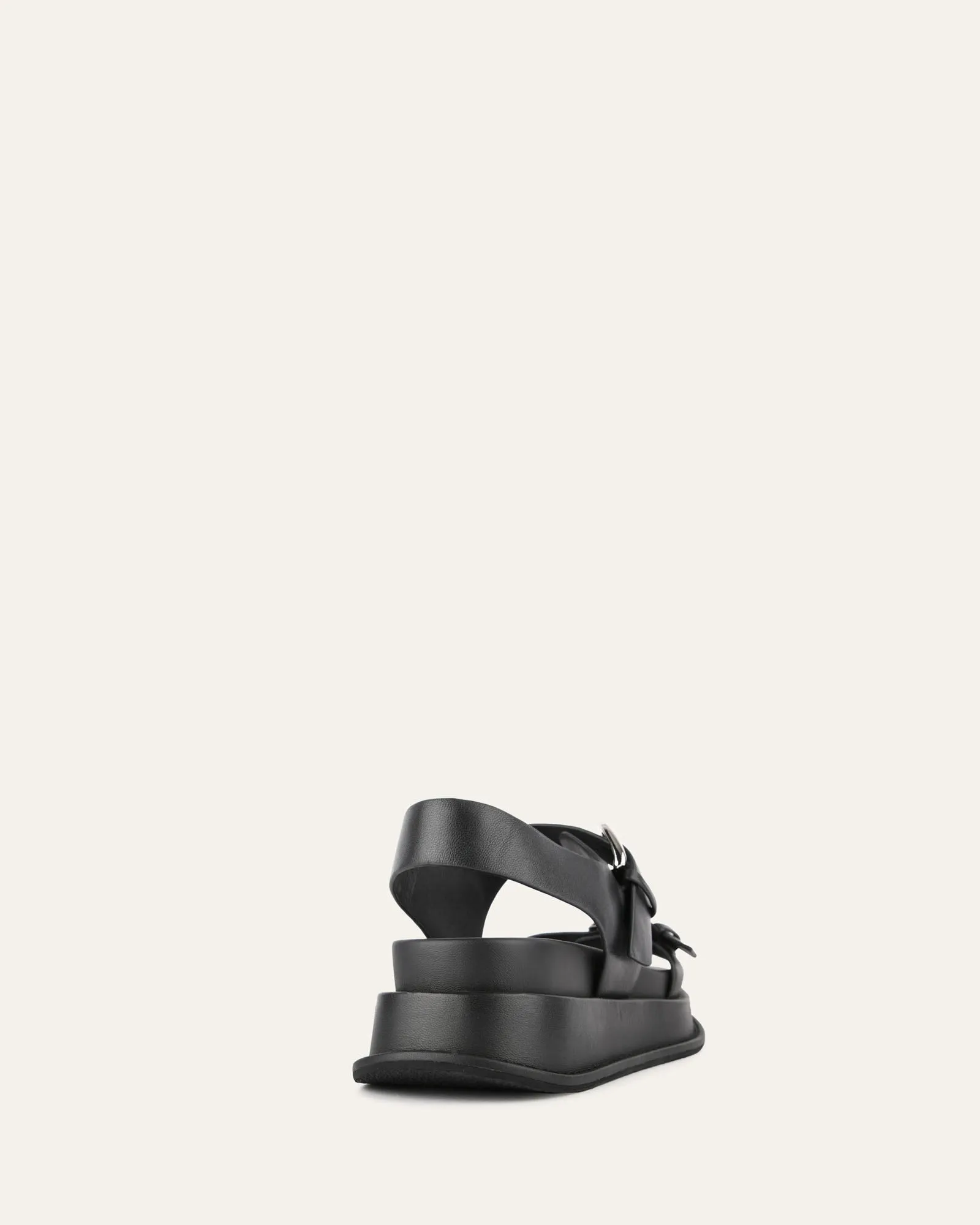 MABEL FLAT SANDALS BLACK LEATHER Jo Mercer