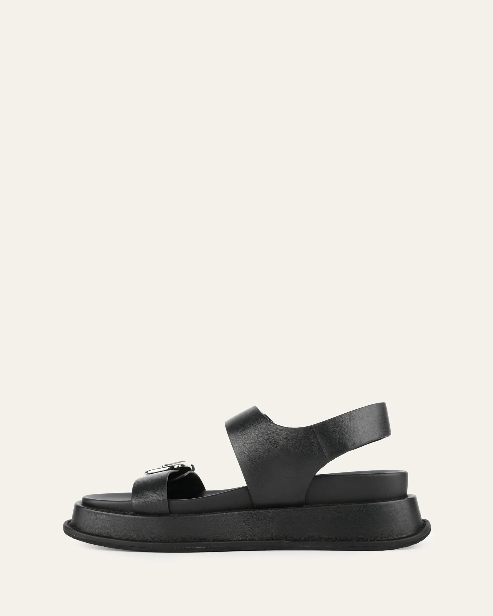 MABEL FLAT SANDALS BLACK LEATHER Jo Mercer
