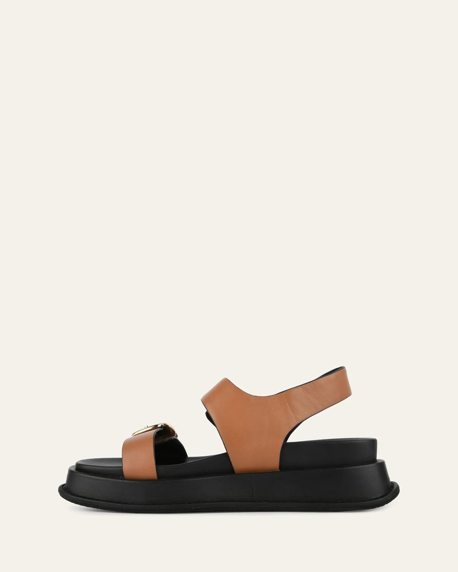 MABEL FLAT SANDALS DARK TAN LEATHER Jo Mercer