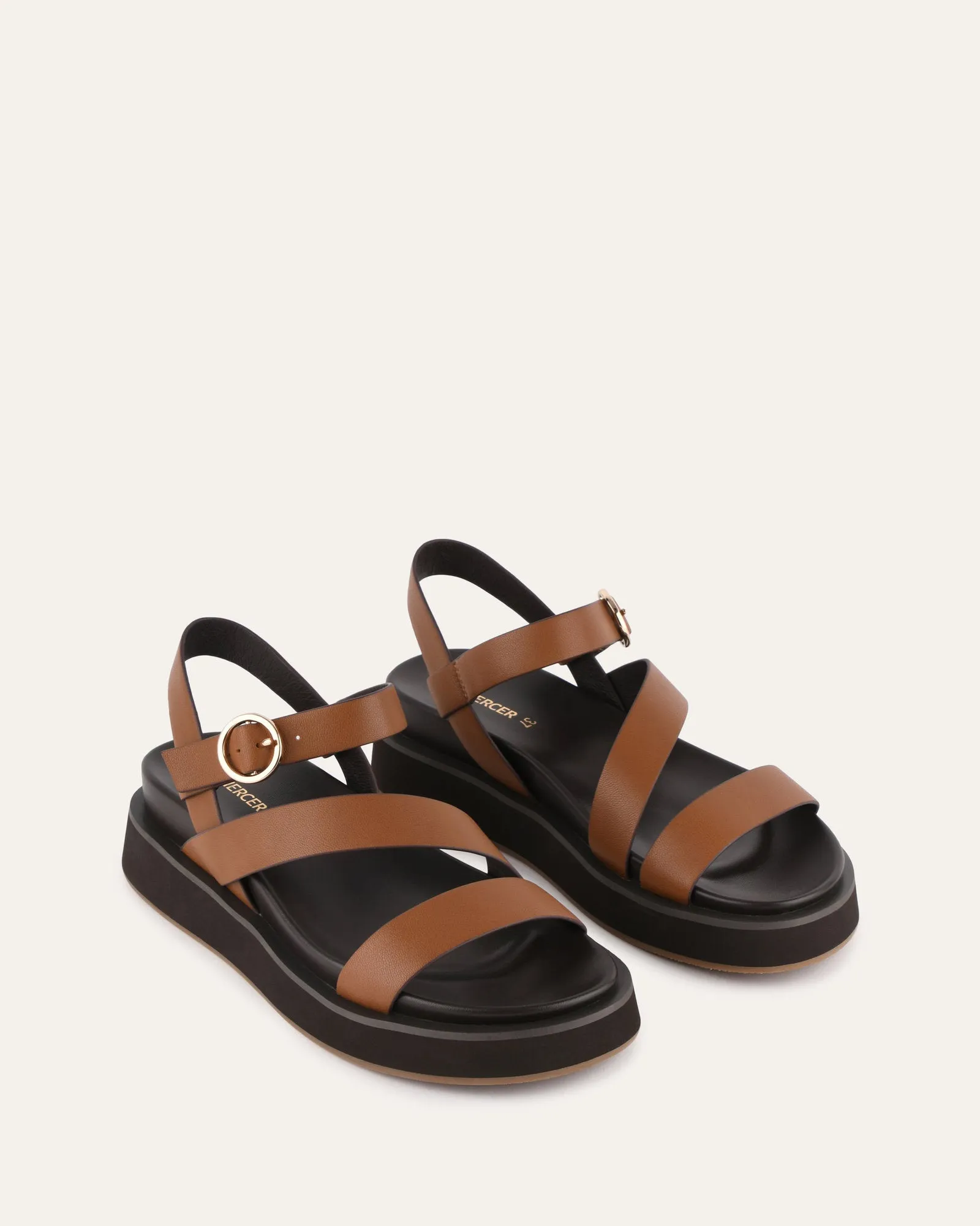 MARAIS FLAT SANDALS DARK TAN LEATHER Jo Mercer