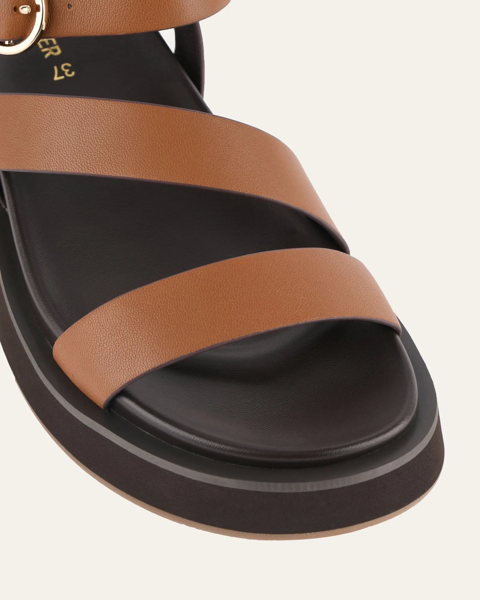 MARAIS FLAT SANDALS DARK TAN LEATHER Jo Mercer
