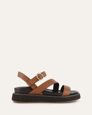 MARAIS FLAT SANDALS DARK TAN LEATHER Jo Mercer