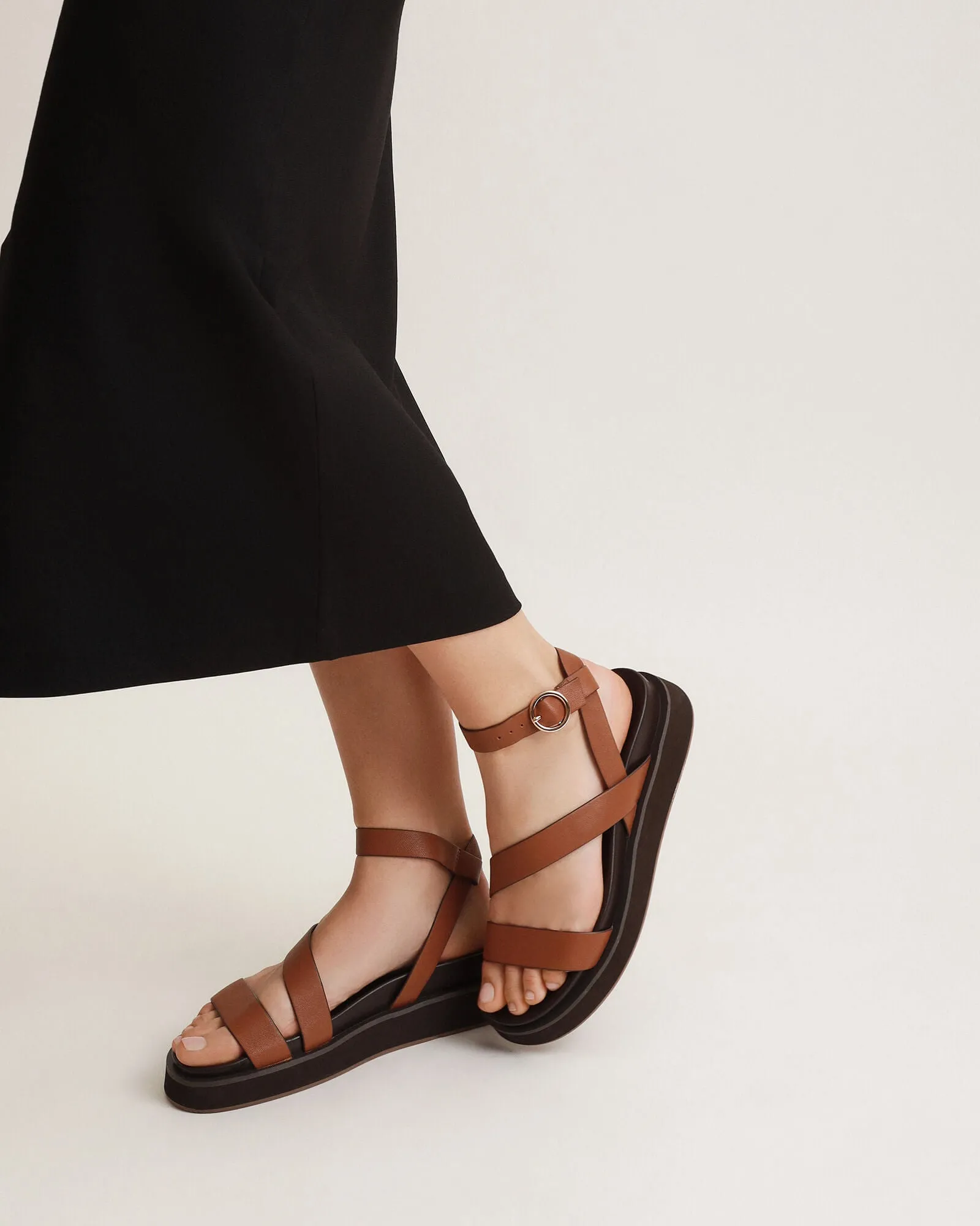 MARAIS FLAT SANDALS DARK TAN LEATHER Jo Mercer