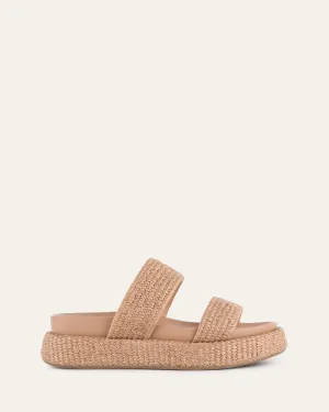 MARCO FLAT SANDALS TAN RAFFIA Jo Mercer