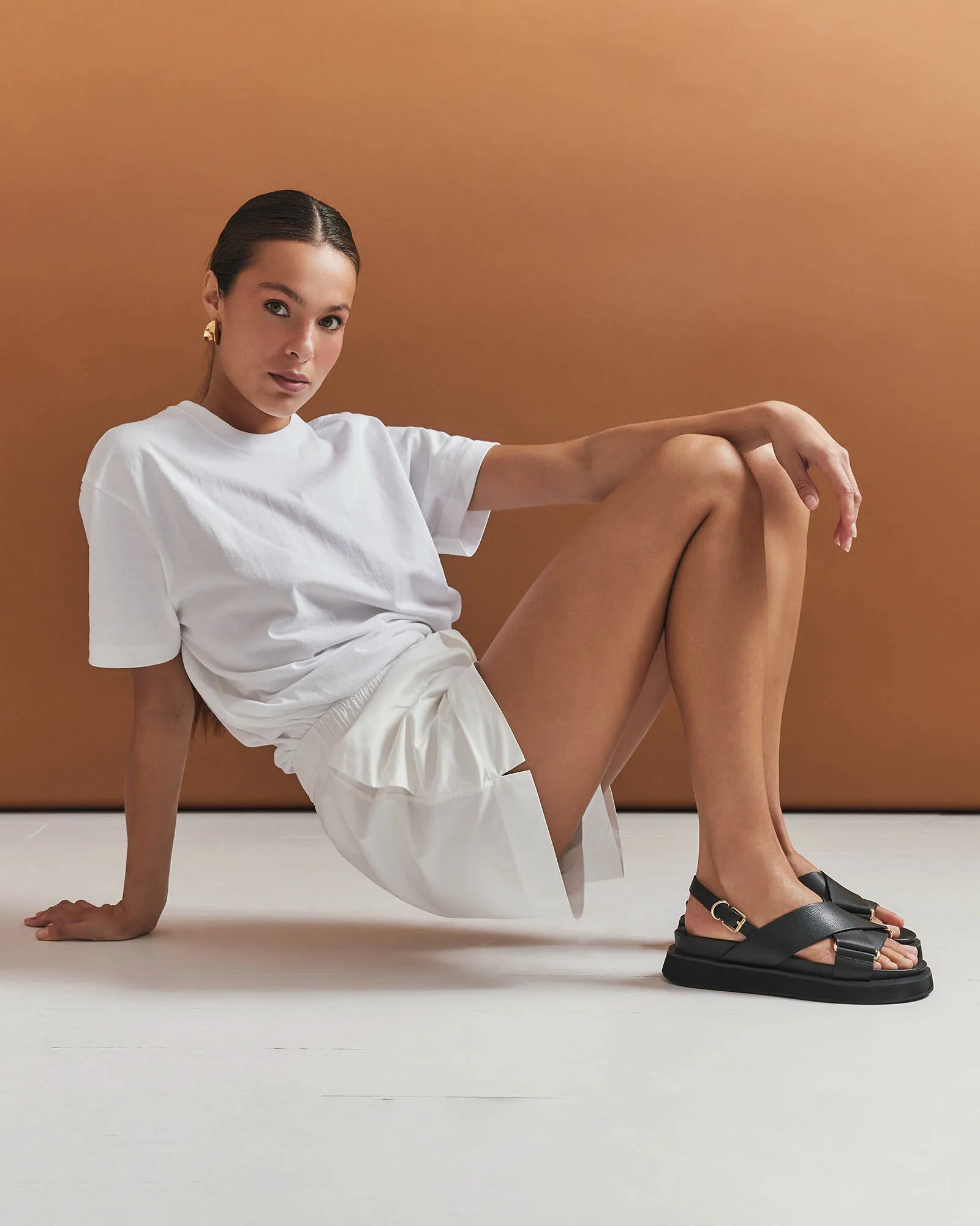 MARLEY FLAT SANDALS BLACK LEATHER Jo Mercer