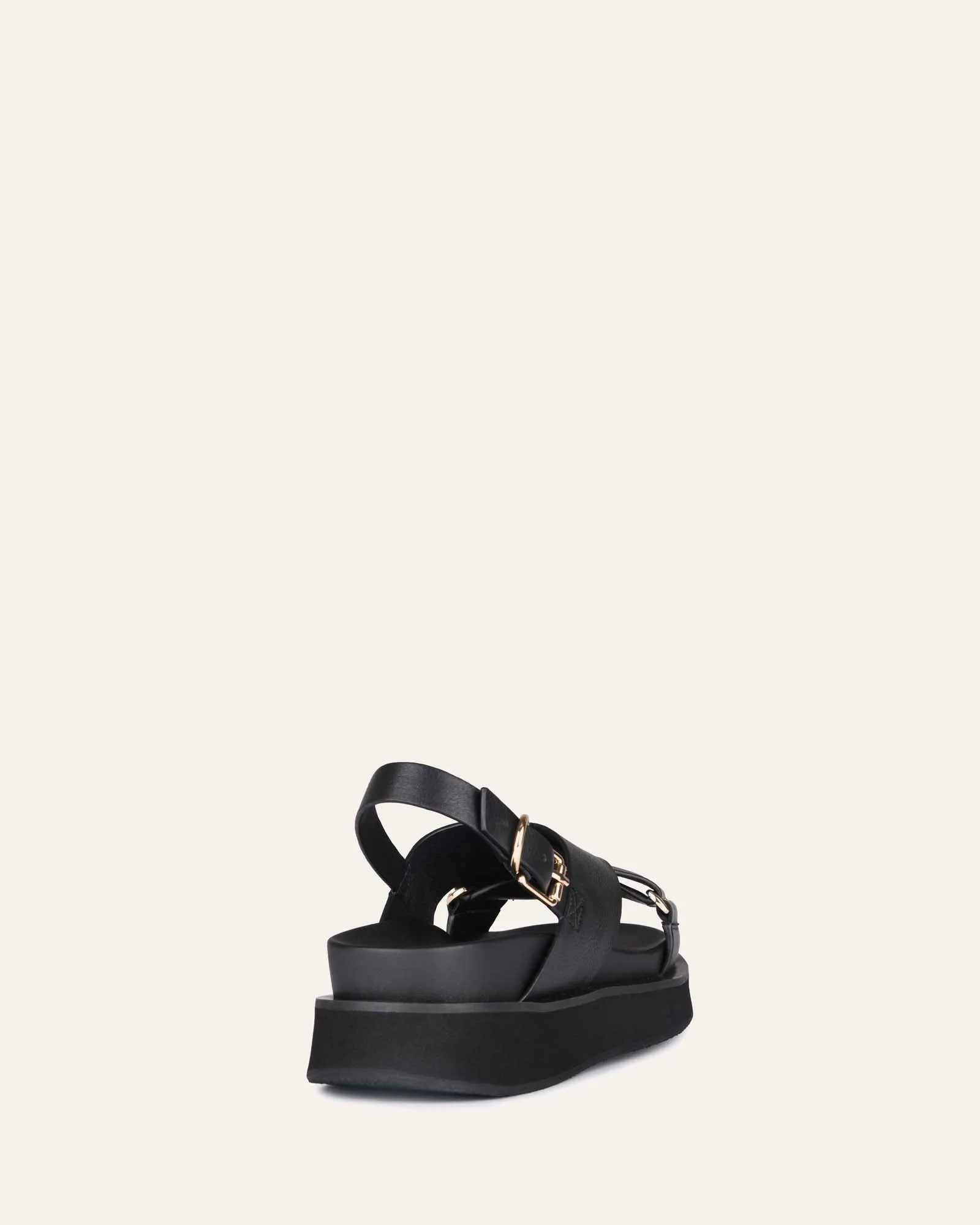 MARLEY FLAT SANDALS BLACK LEATHER Jo Mercer