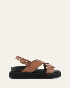 MARLEY FLAT SANDALS DARK TAN LEATHER Jo Mercer