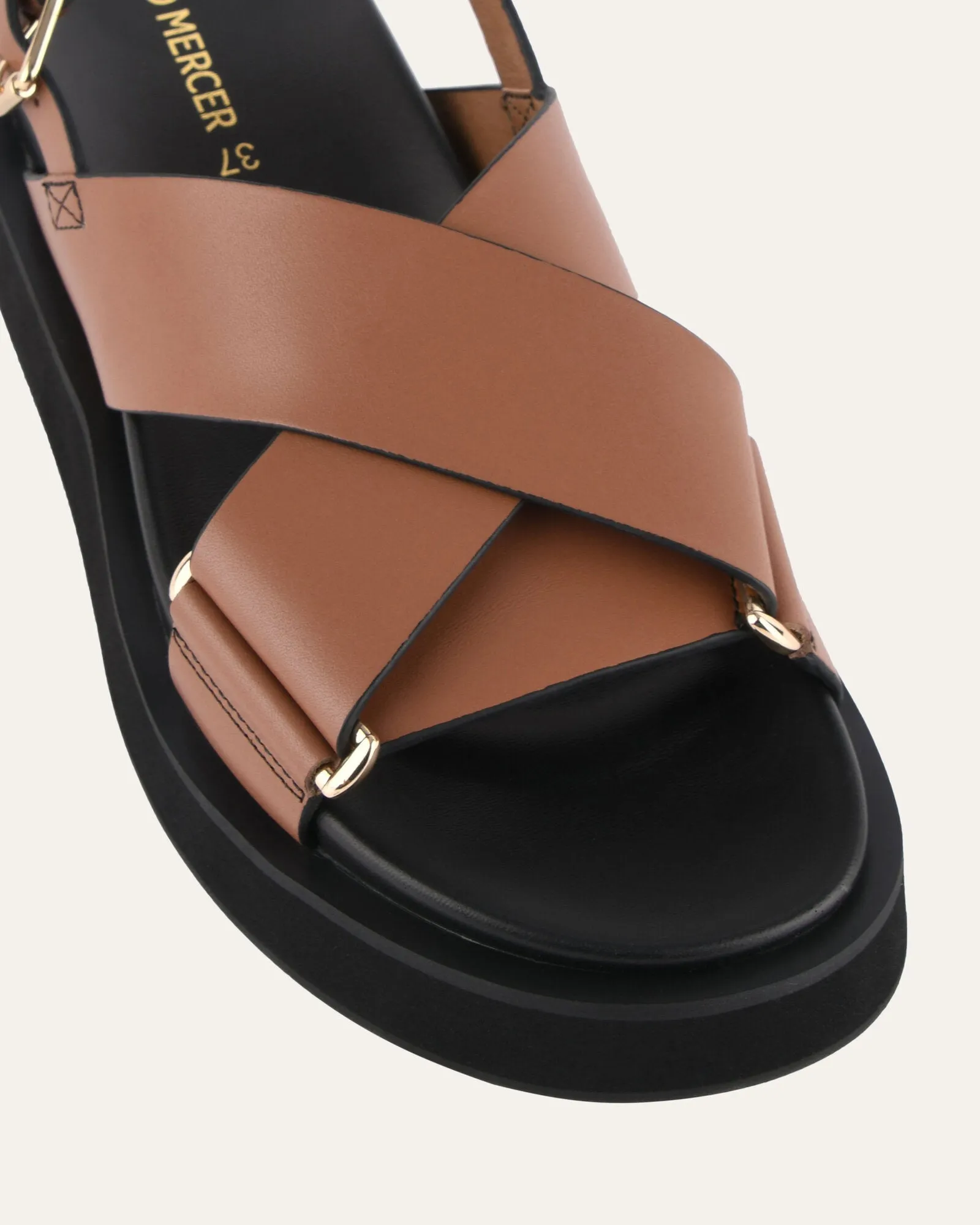 MARLEY FLAT SANDALS DARK TAN LEATHER Jo Mercer