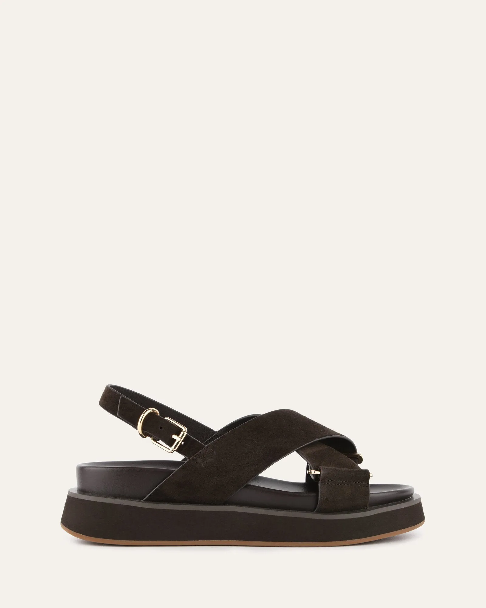 MARLEY FLAT SANDALS ESPRESSO SUEDE Jo Mercer
