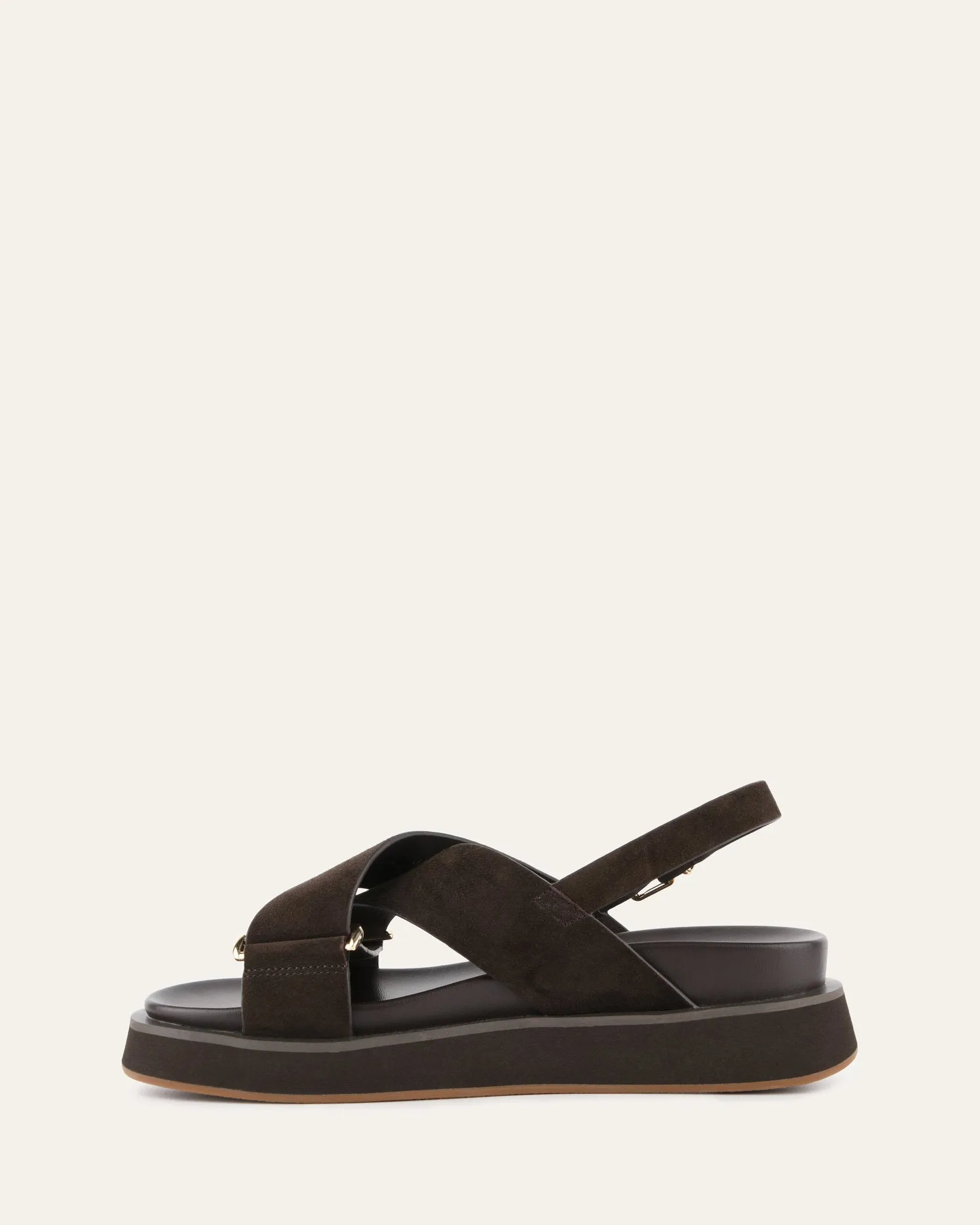 MARLEY FLAT SANDALS ESPRESSO SUEDE Jo Mercer