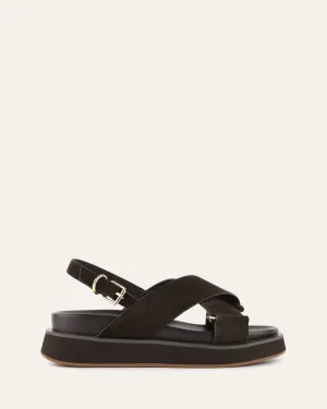 MARLEY FLAT SANDALS ESPRESSO SUEDE Jo Mercer