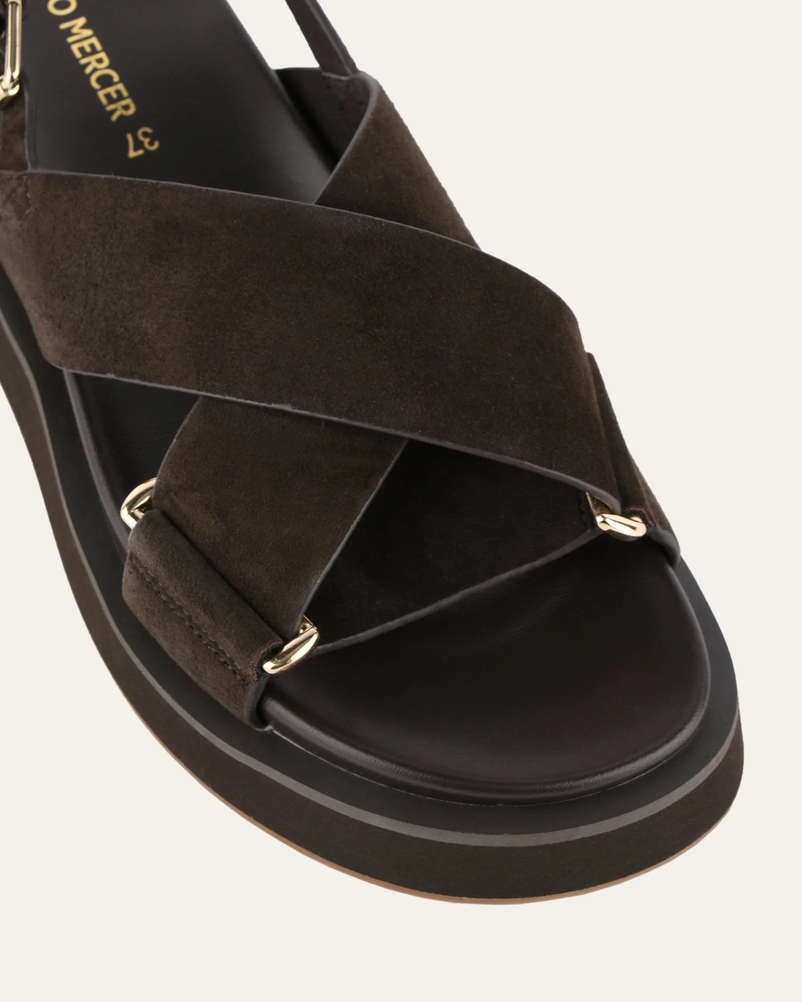 MARLEY FLAT SANDALS ESPRESSO SUEDE Jo Mercer