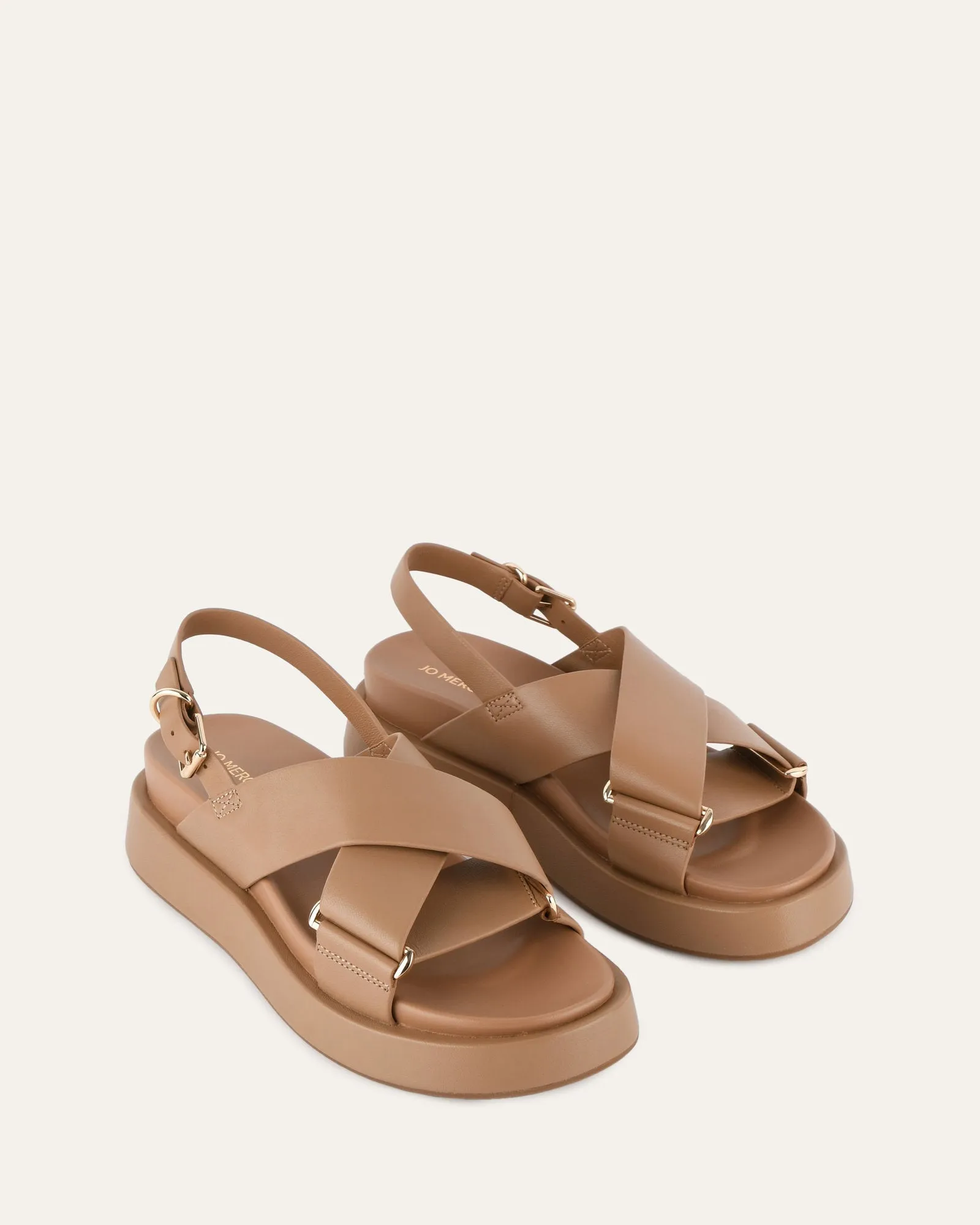 MARLEY FLAT SANDALS TAN LEATHER Jo Mercer