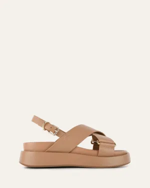 MARLEY FLAT SANDALS TAN LEATHER Jo Mercer