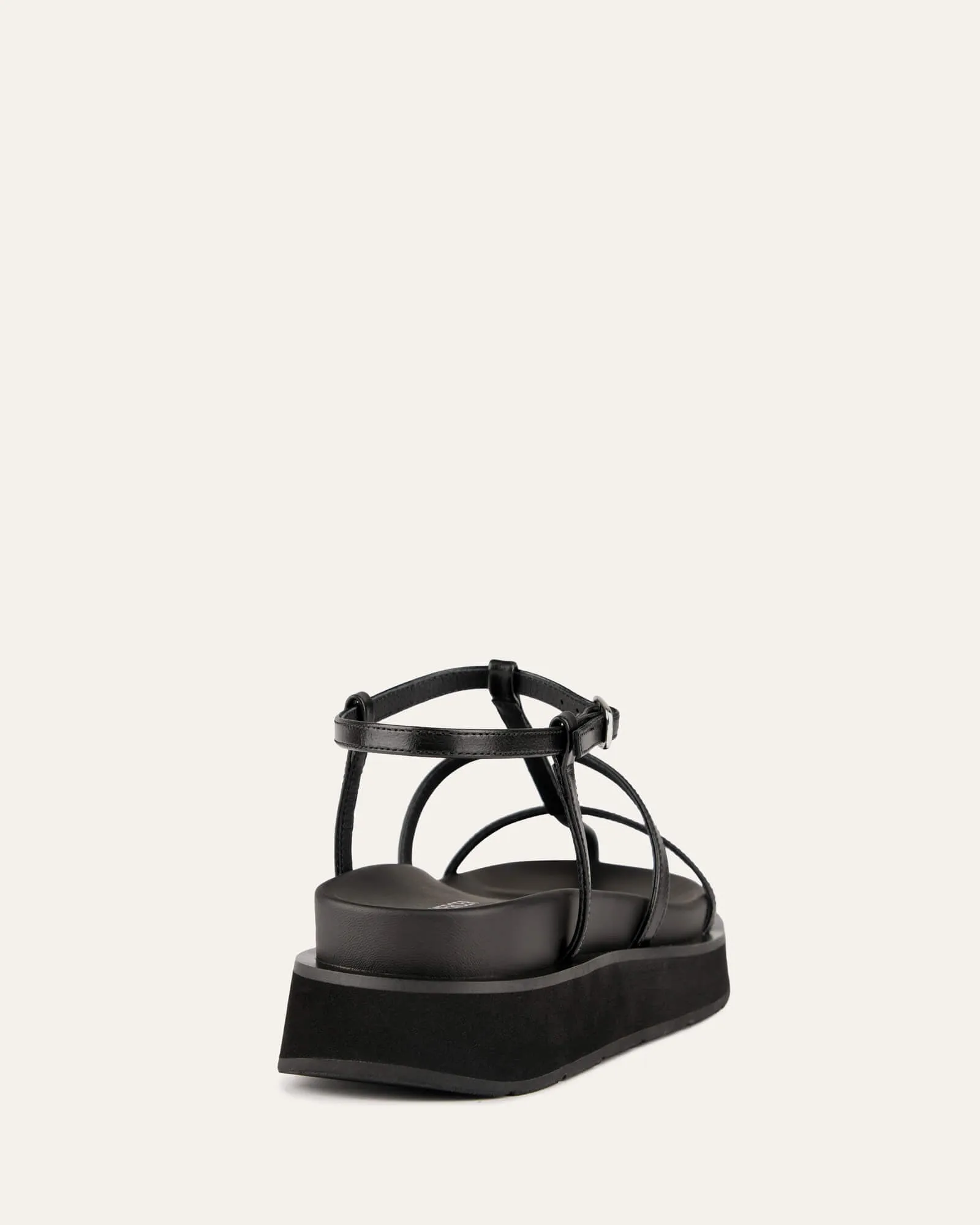 MINA FLAT SANDALS BLACK LEATHER Jo Mercer