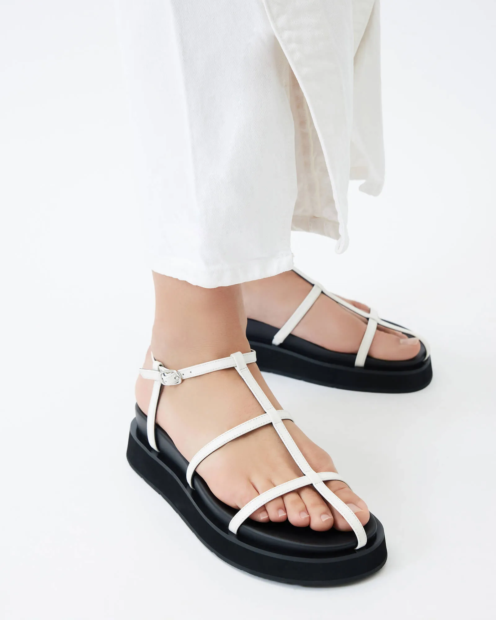MINA FLAT SANDALS WHITE MULTI Jo Mercer