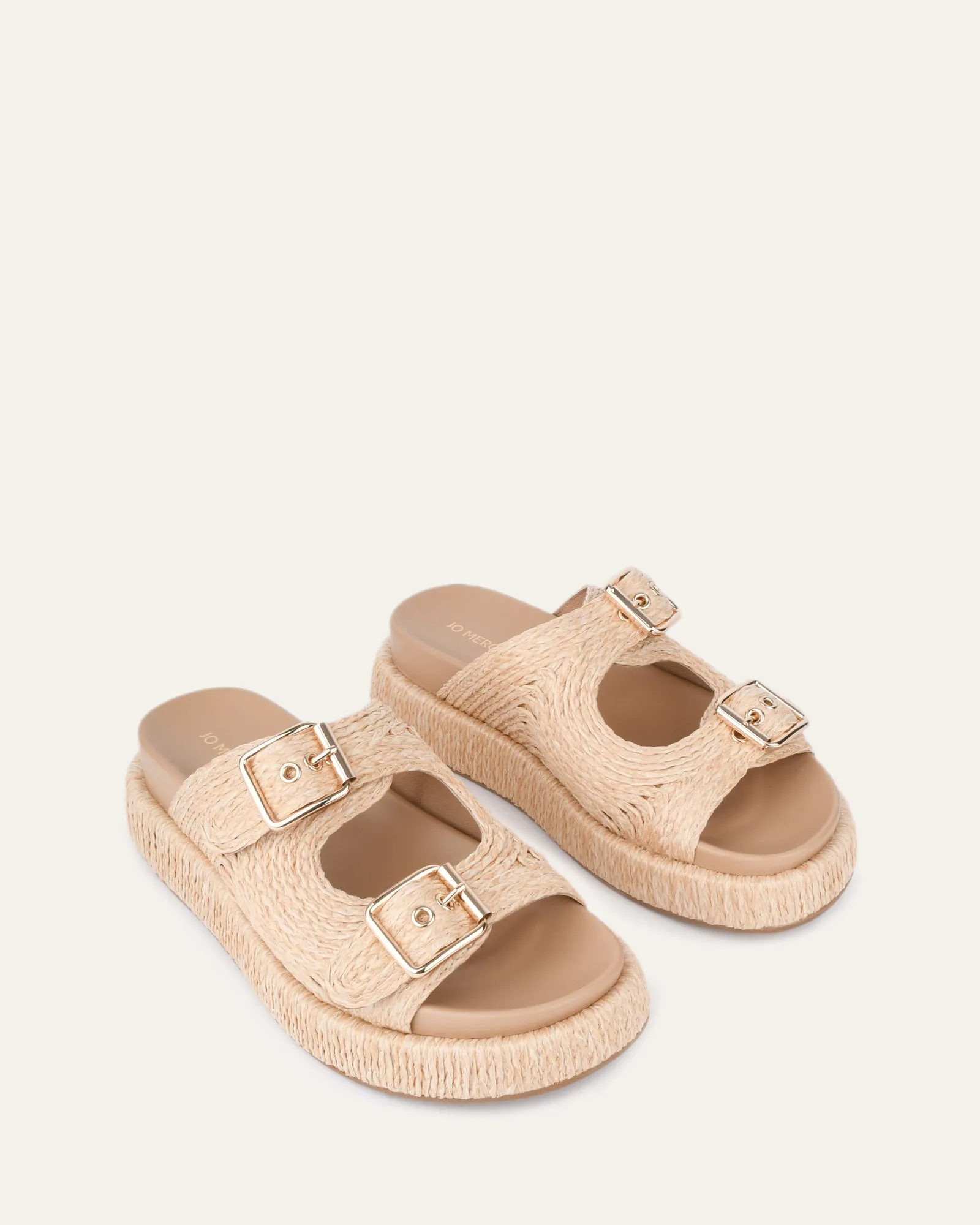 MISSY FLAT SANDALS NATURAL RAFFIA Jo Mercer