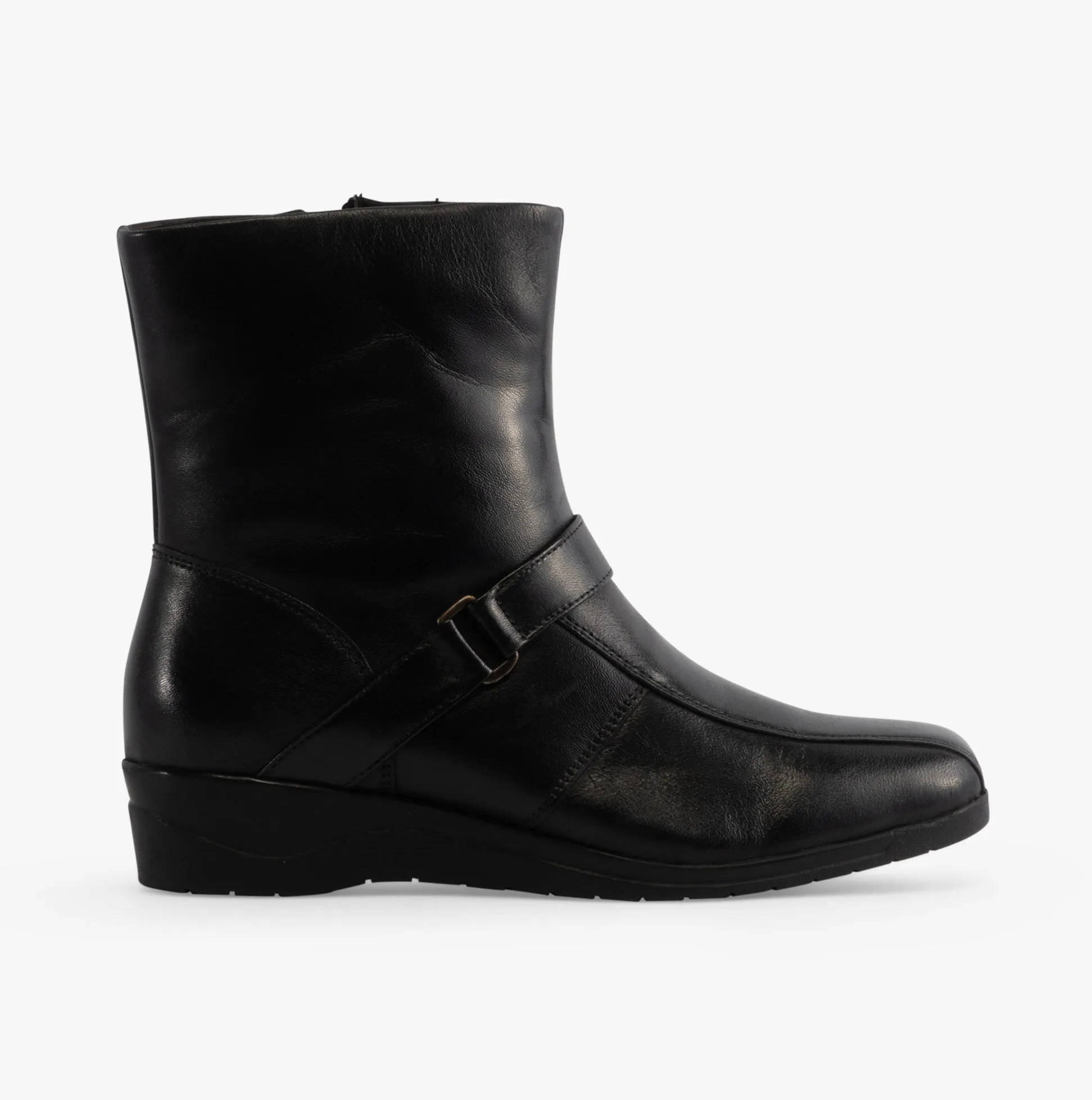 Mod Comfys BERNADETTA Womens Leather Zip Ankle Boots Black