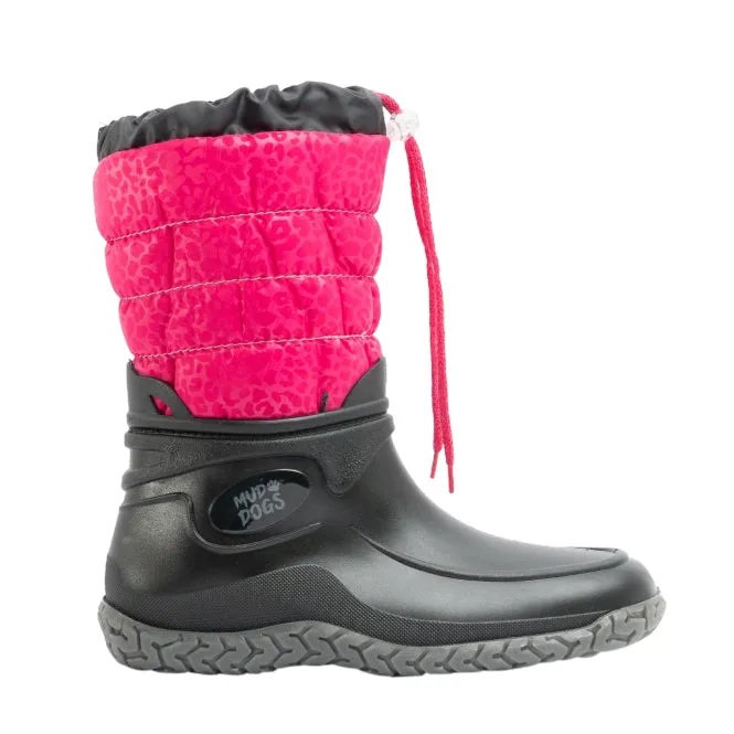 Mud Dogs NORDIC Womens Boots Black/Pink Leopard