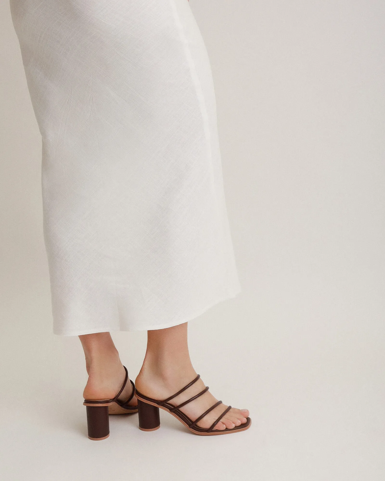 NAOMI MID HEEL SANDALS CHOCOLATE LEATHER Jo Mercer