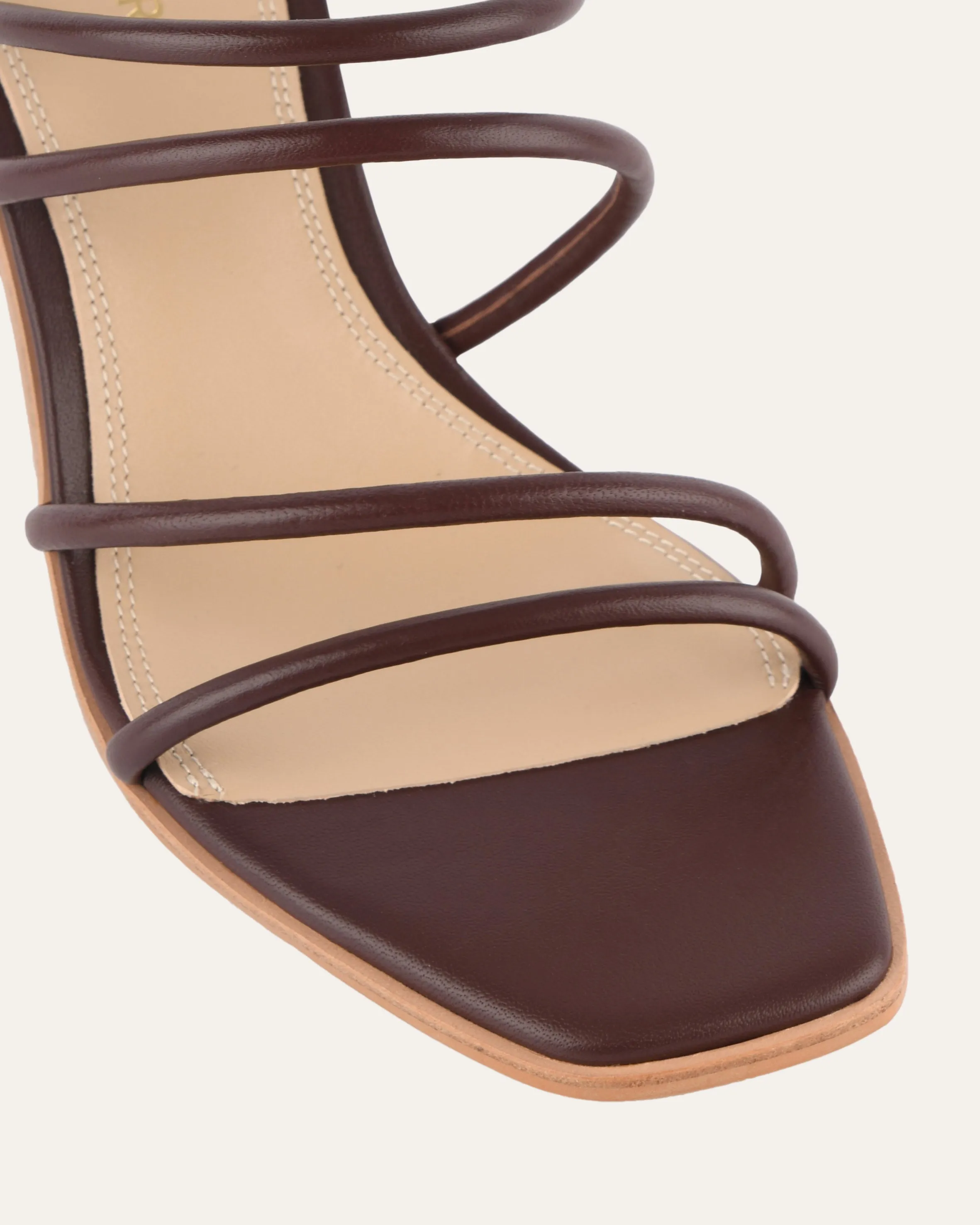 NAOMI MID HEEL SANDALS CHOCOLATE LEATHER Jo Mercer