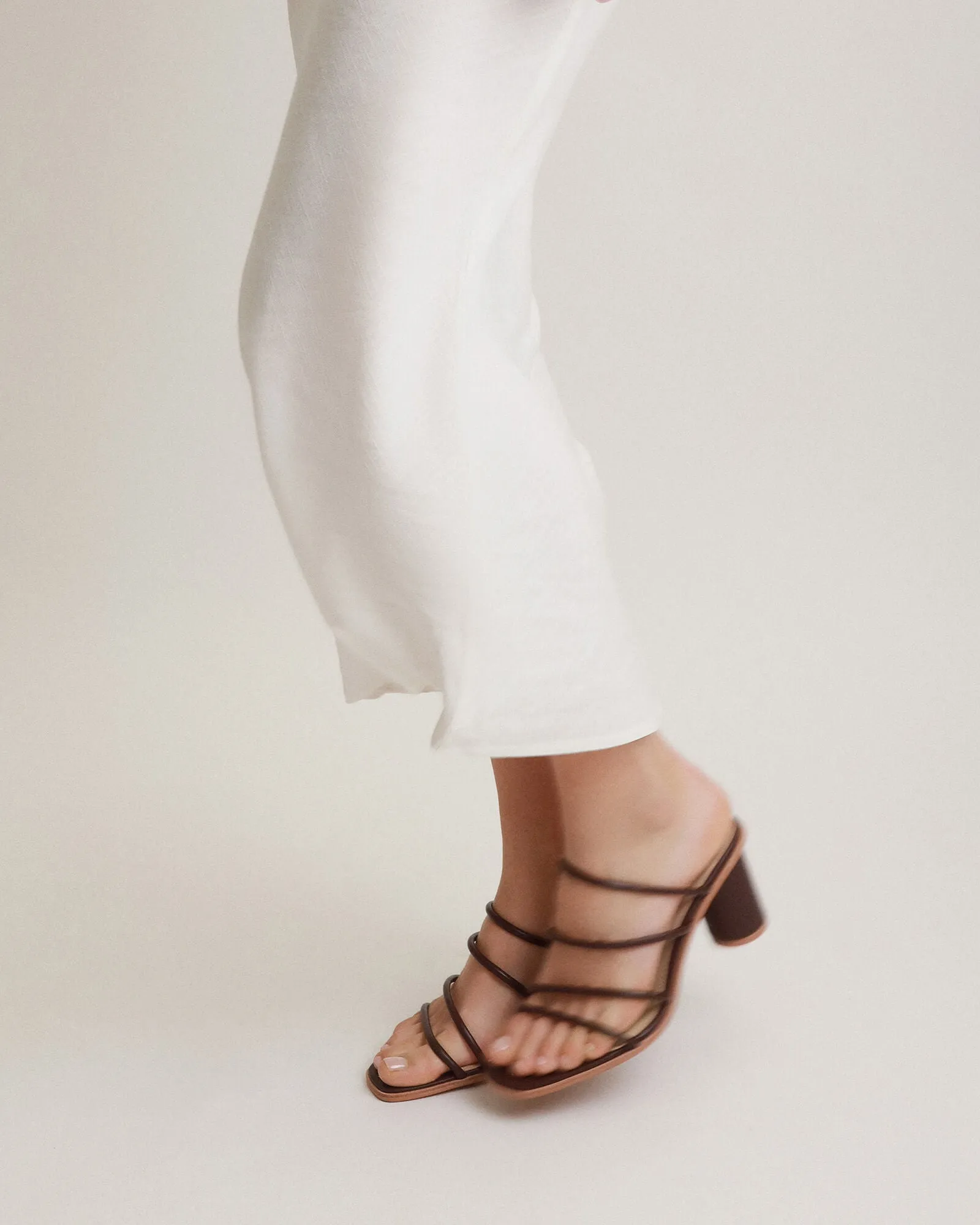 NAOMI MID HEEL SANDALS CHOCOLATE LEATHER Jo Mercer