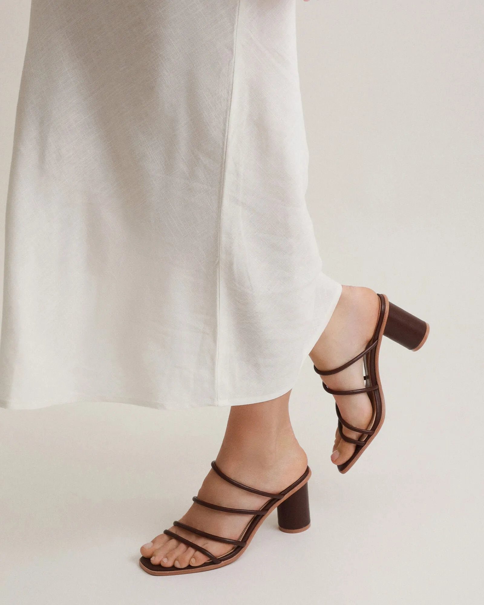 NAOMI MID HEEL SANDALS CHOCOLATE LEATHER Jo Mercer