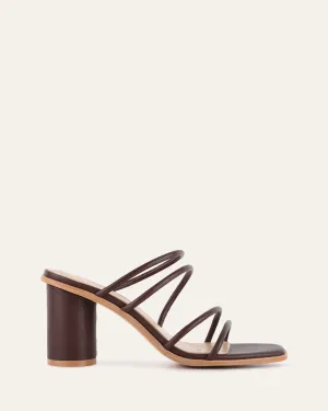 NAOMI MID HEEL SANDALS CHOCOLATE LEATHER Jo Mercer