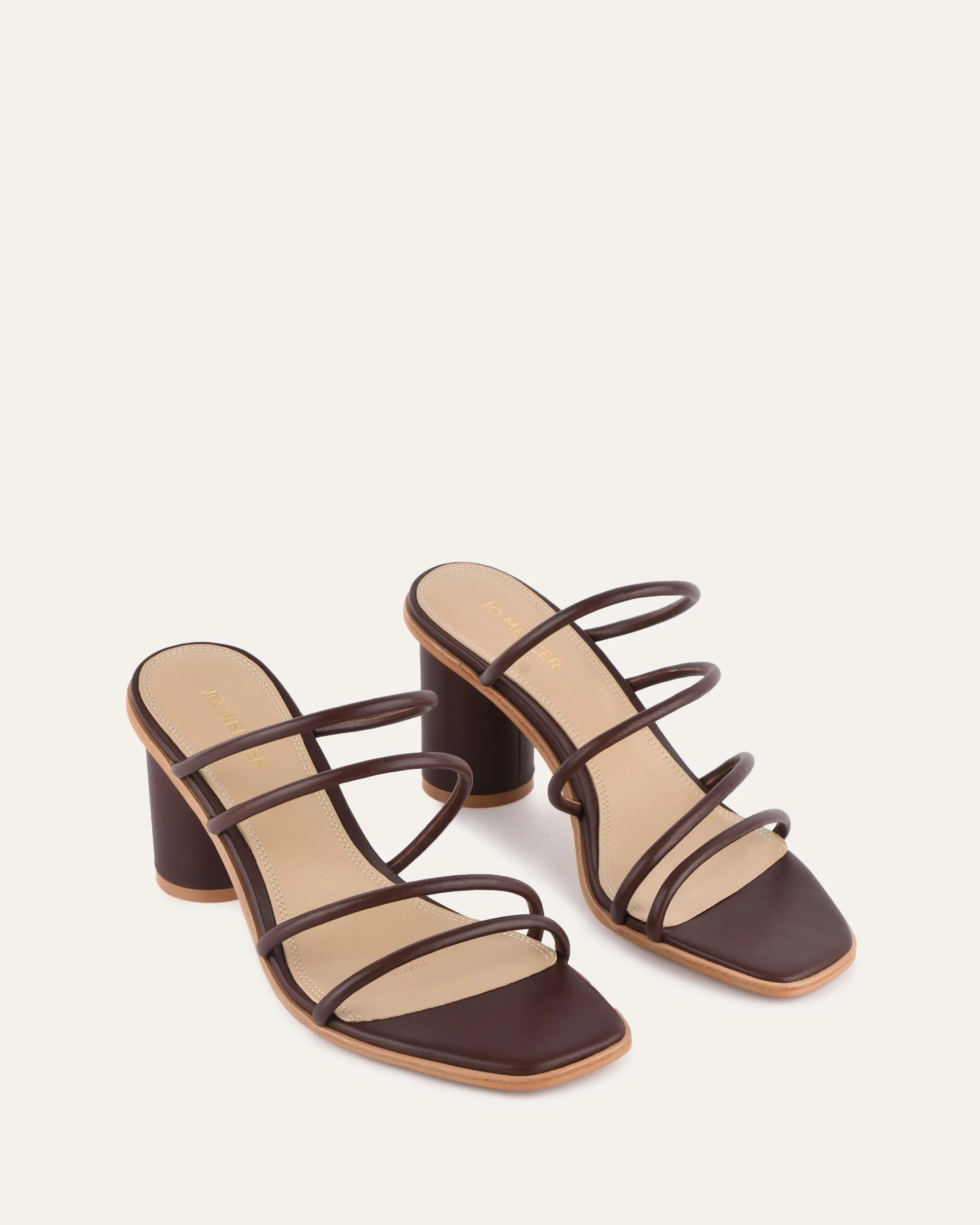 NAOMI MID HEEL SANDALS CHOCOLATE LEATHER Jo Mercer