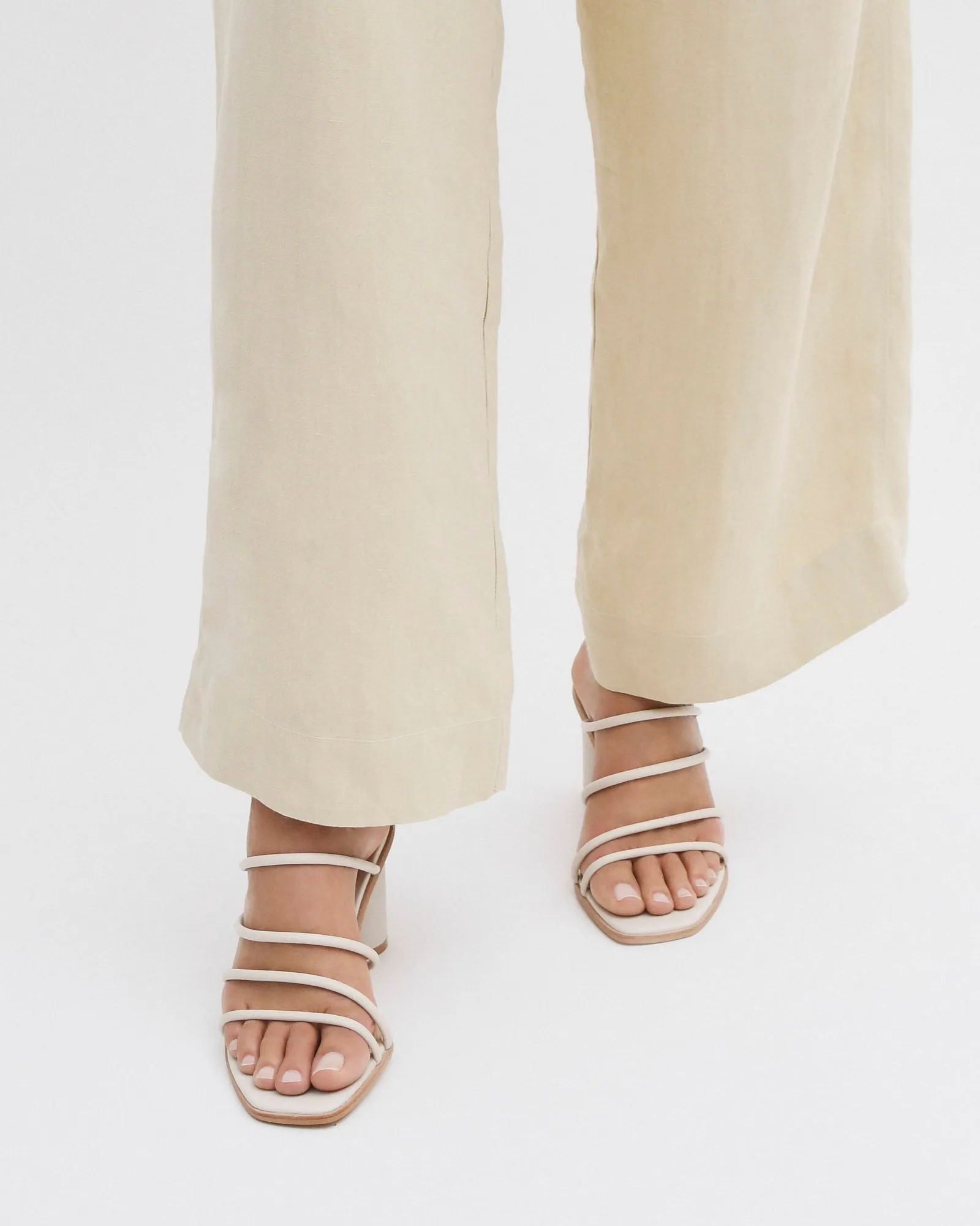 NAOMI MID HEEL SANDALS OFF WHITE LEATHER Jo Mercer