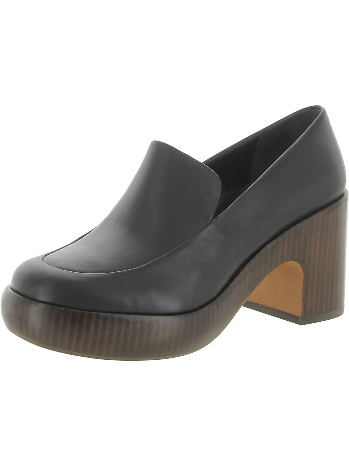 Narissa Womens Leather Block Heel Clogs