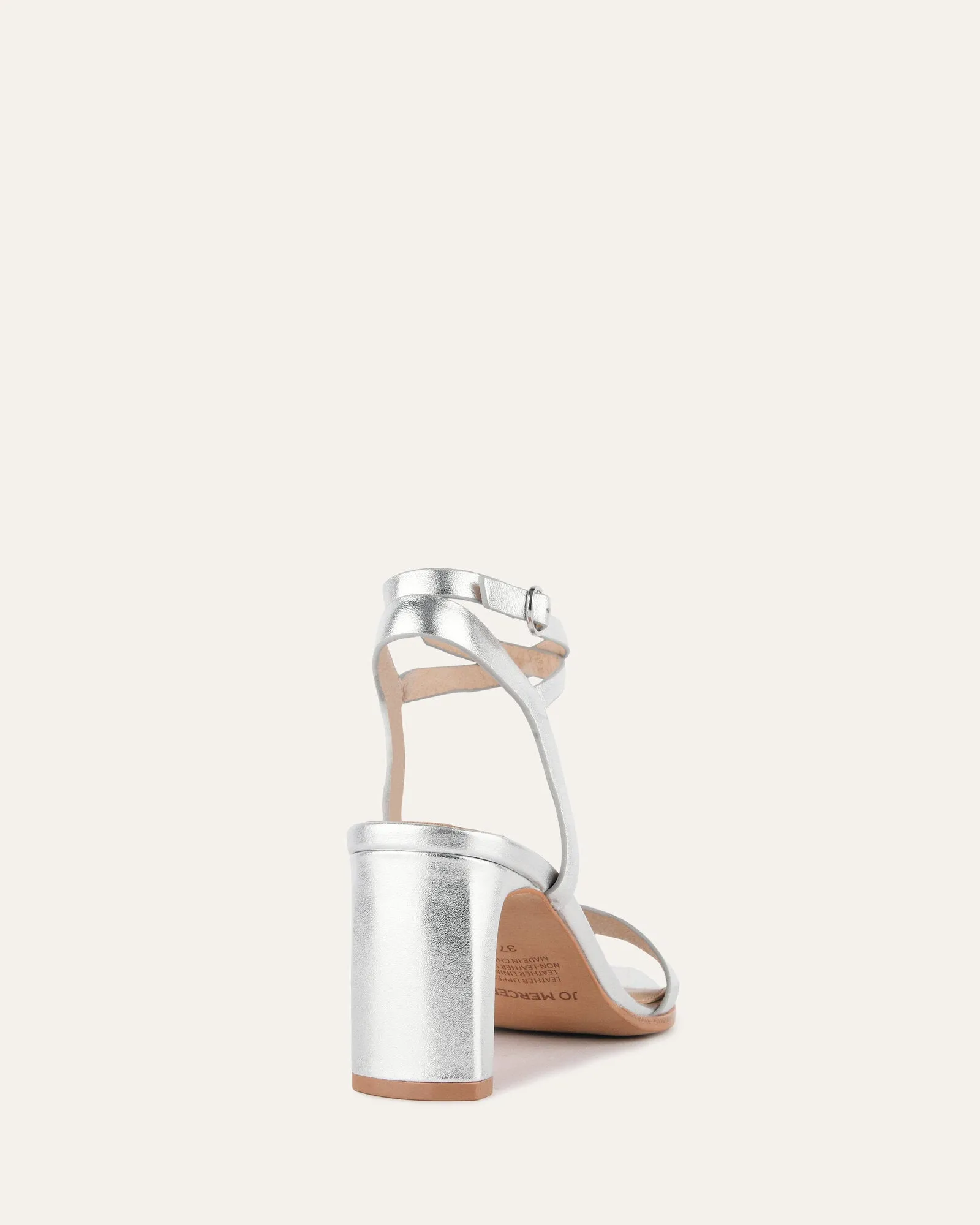 NATSU MID HEEL SANDALS SOFT SILVER LEATHER Jo Mercer