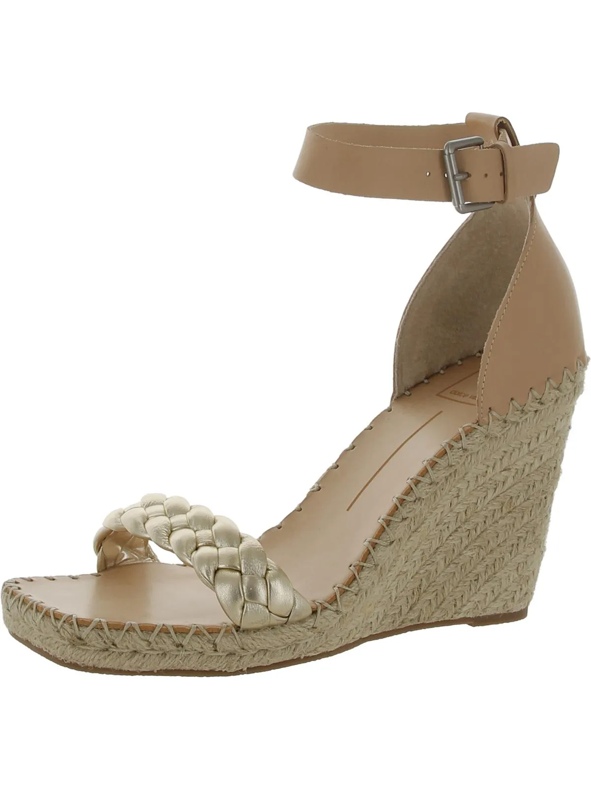 Nilton  Womens Braided Buckle Strap Wedge Sandals