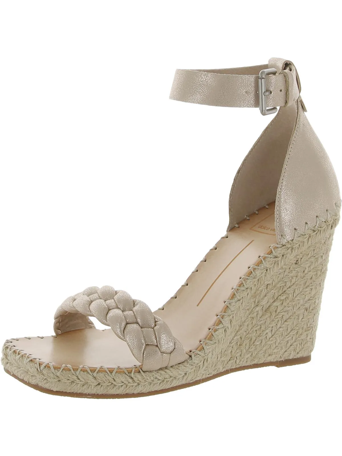 Nilton  Womens Braided Buckle Strap Wedge Sandals
