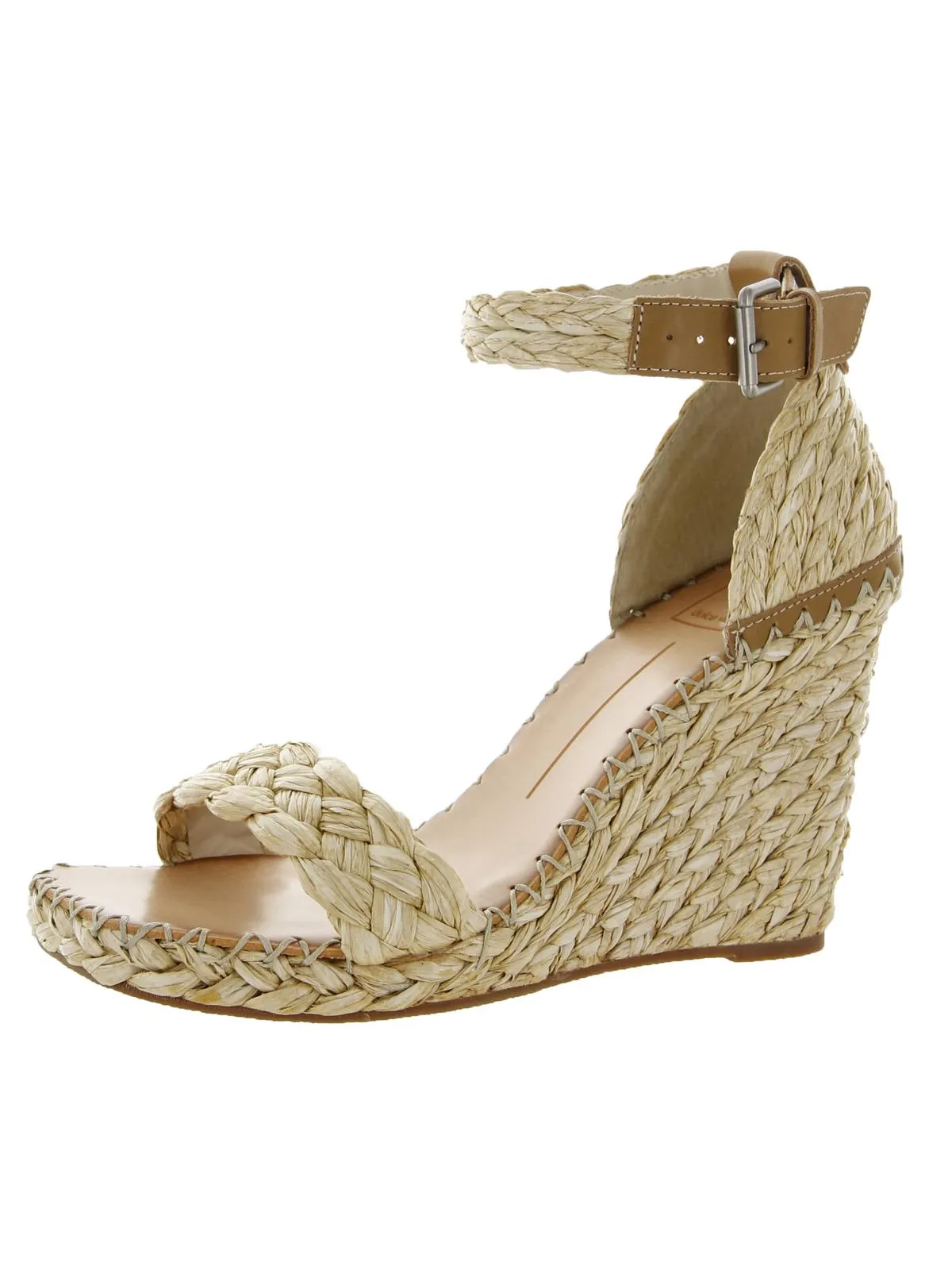 Nilton  Womens Braided Buckle Strap Wedge Sandals