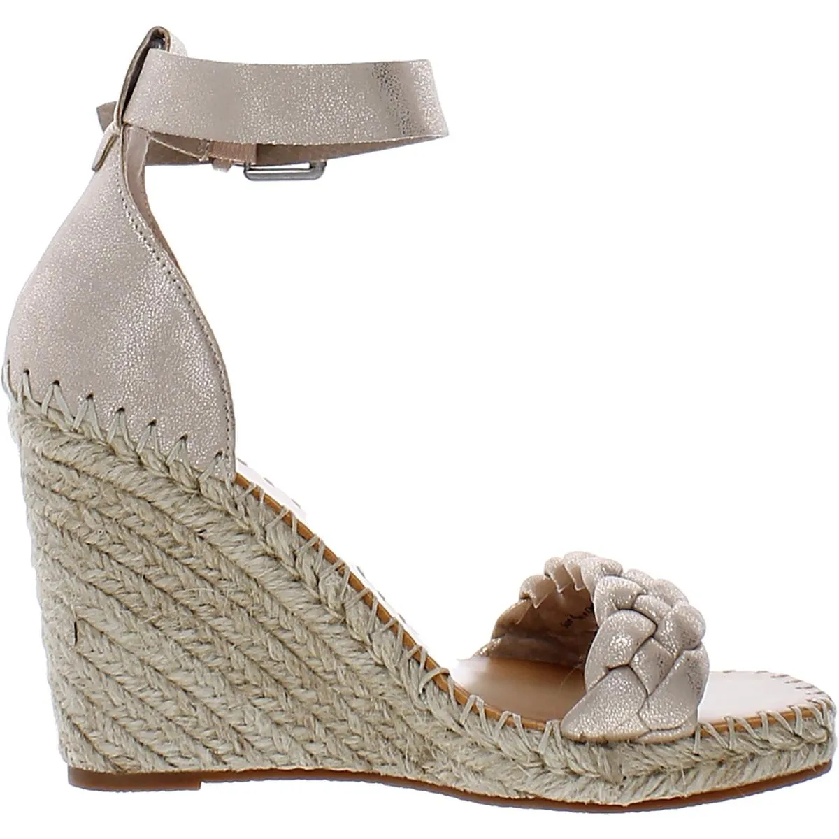 Nilton  Womens Braided Buckle Strap Wedge Sandals