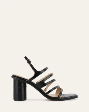 NOBU HIGH HEEL SANDALS BLACK SHINY LIZARD Jo Mercer