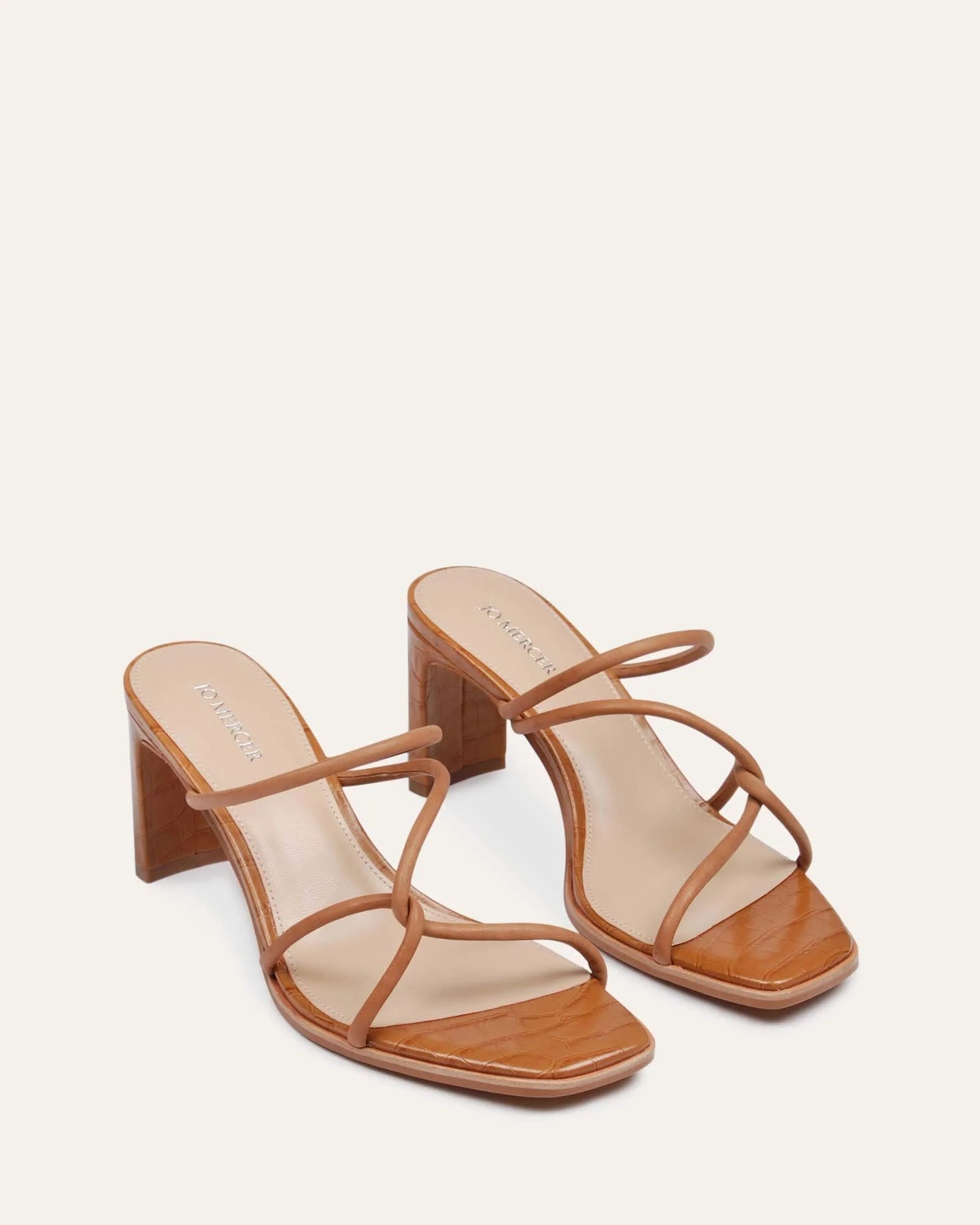 NOVI MID HEEL SANDALS TAN LEATHER Jo Mercer