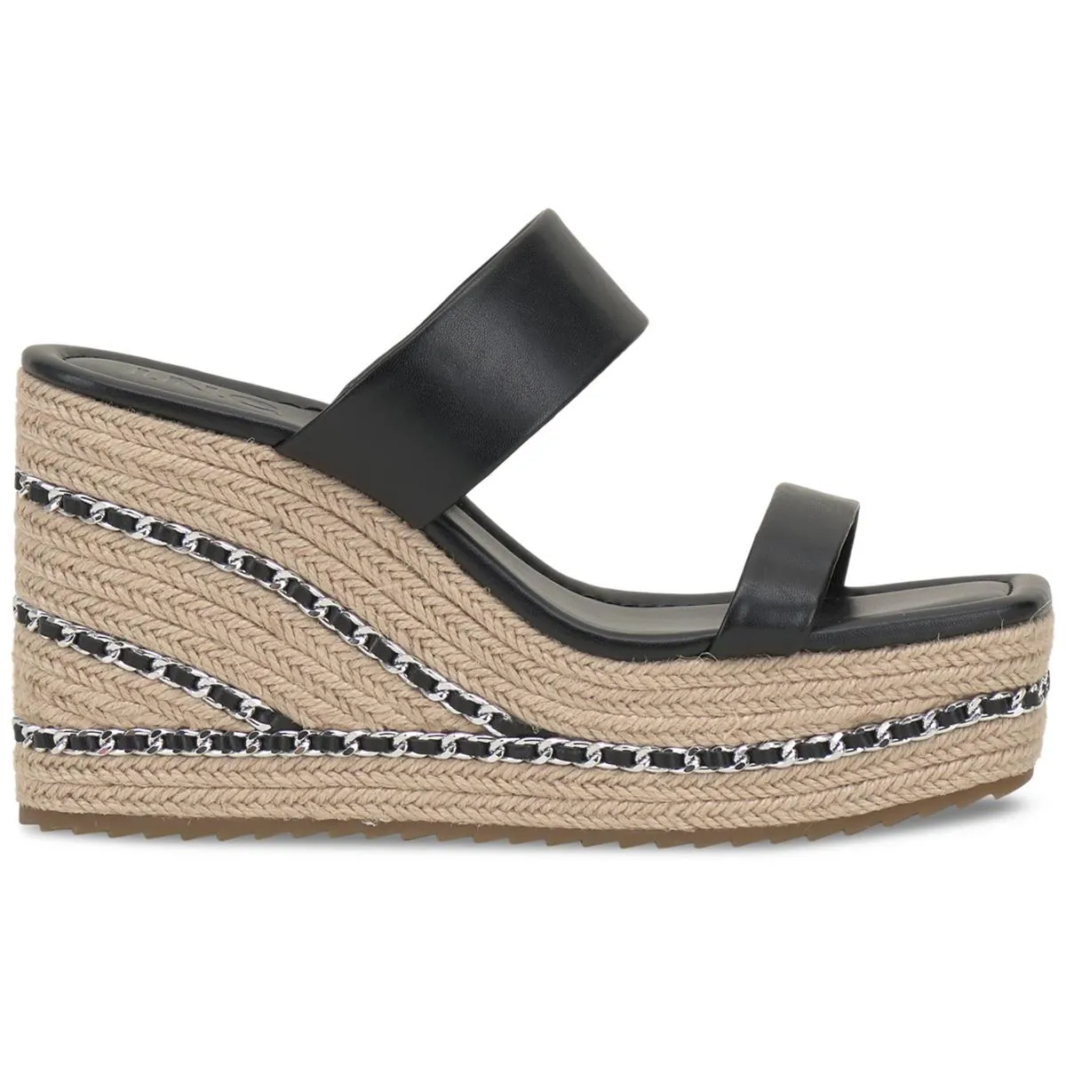 NYLANA Womens Square toe Manmade Wedge Sandals