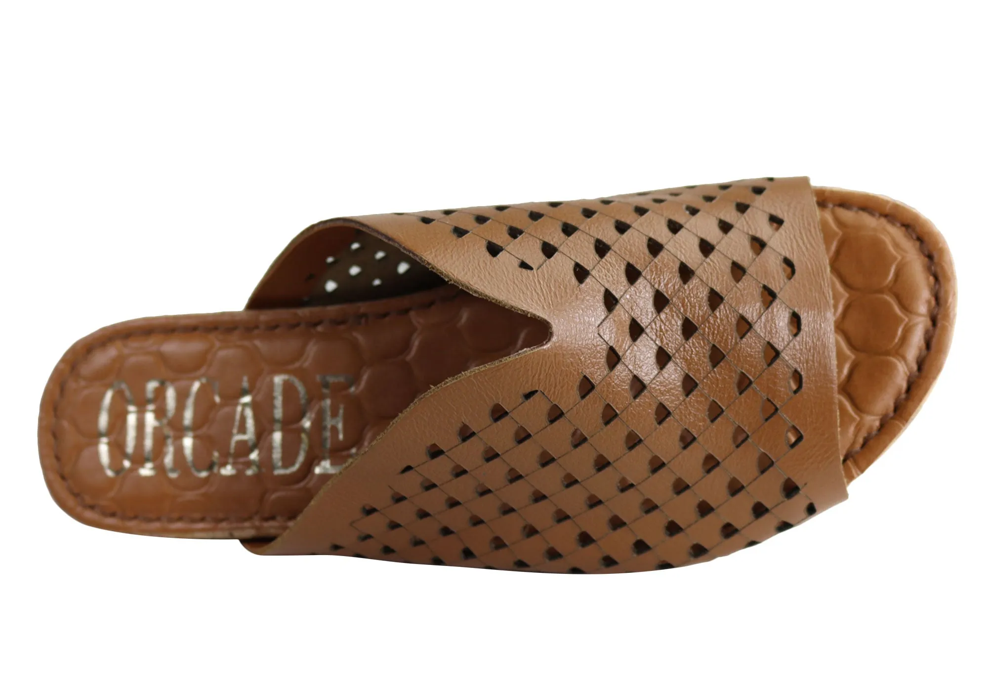 Orcade Natalie Womens Comfort Leather Slides Sandals Made In Brazil