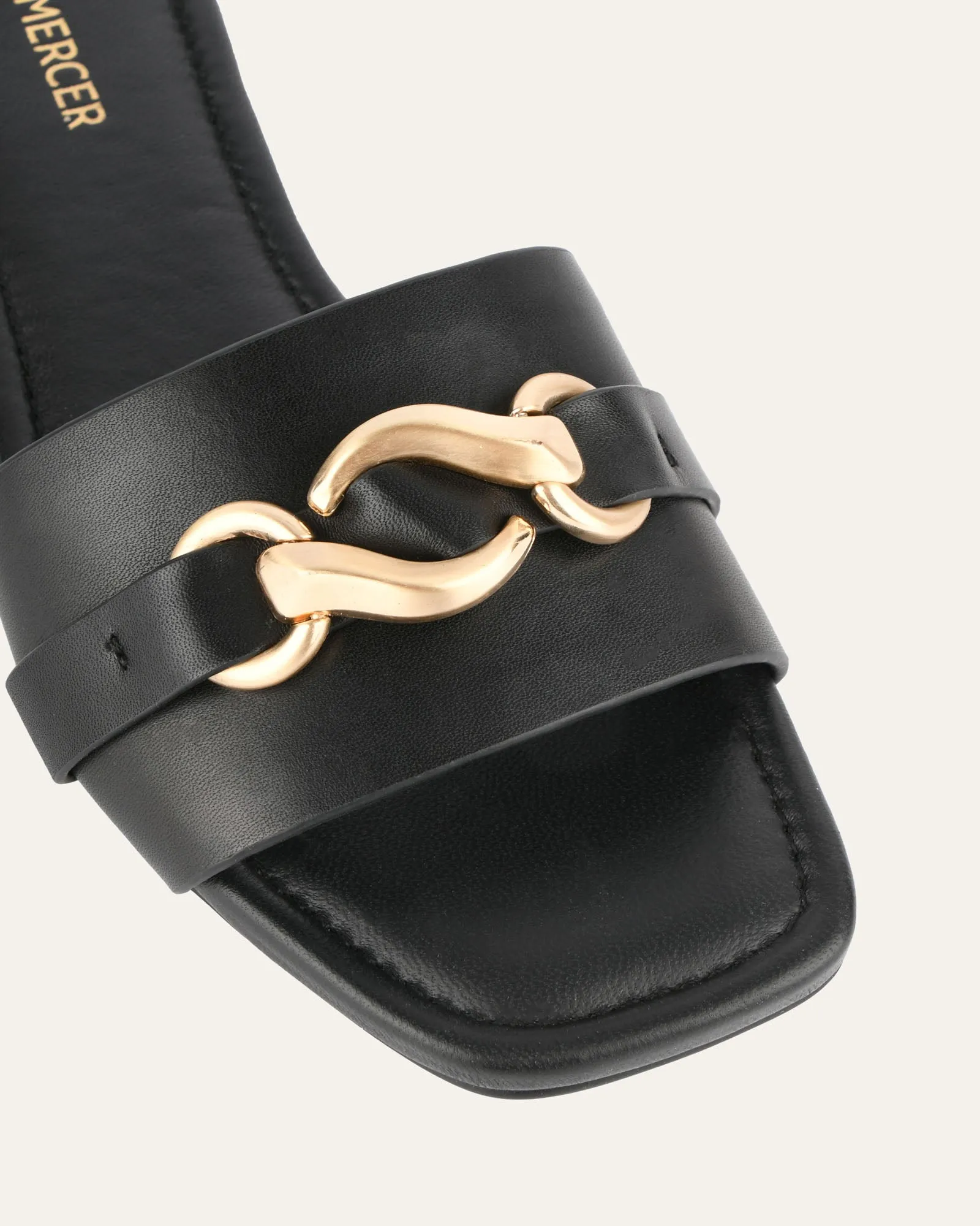 PABLO FLAT SLIDE BLACK LEATHER Jo Mercer