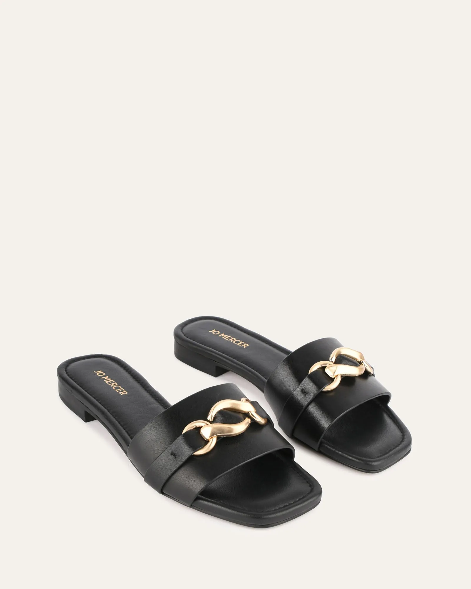 PABLO FLAT SLIDE BLACK LEATHER Jo Mercer